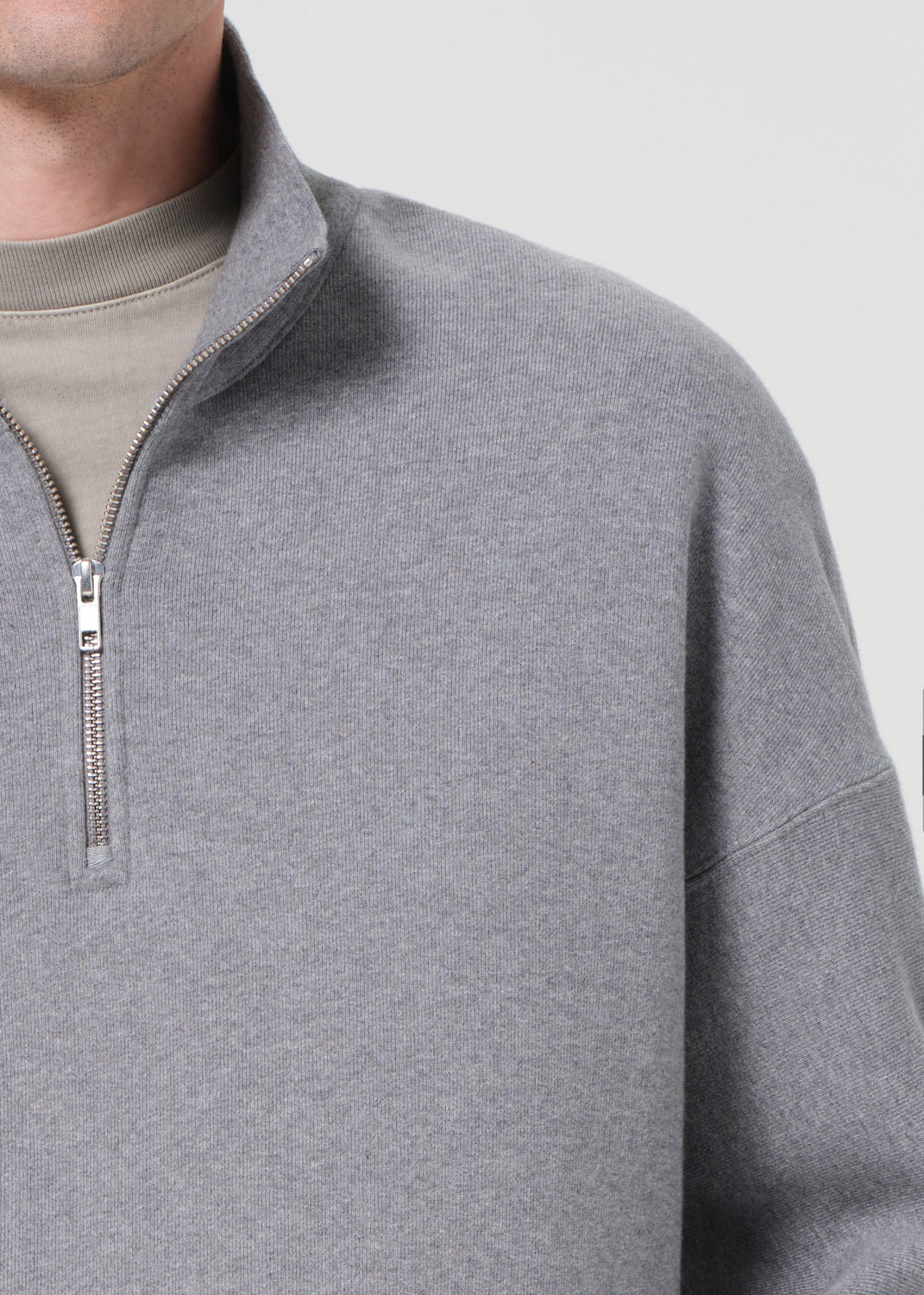 IDRIS QUARTER ZIP IN GREY HEATHER - 6