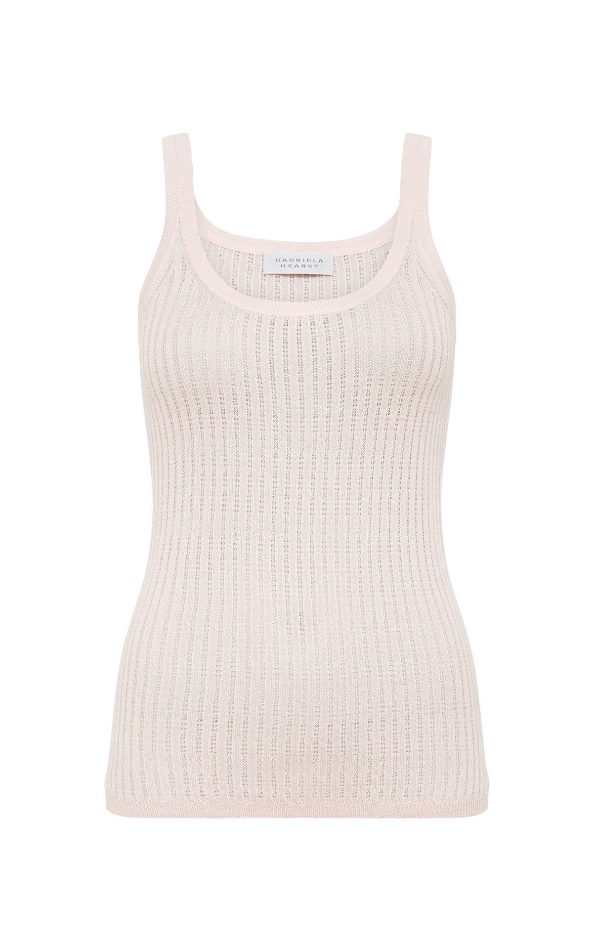Nevin Pointelle Knit Tank Top in Pale Blush Cashmere Silk - 1