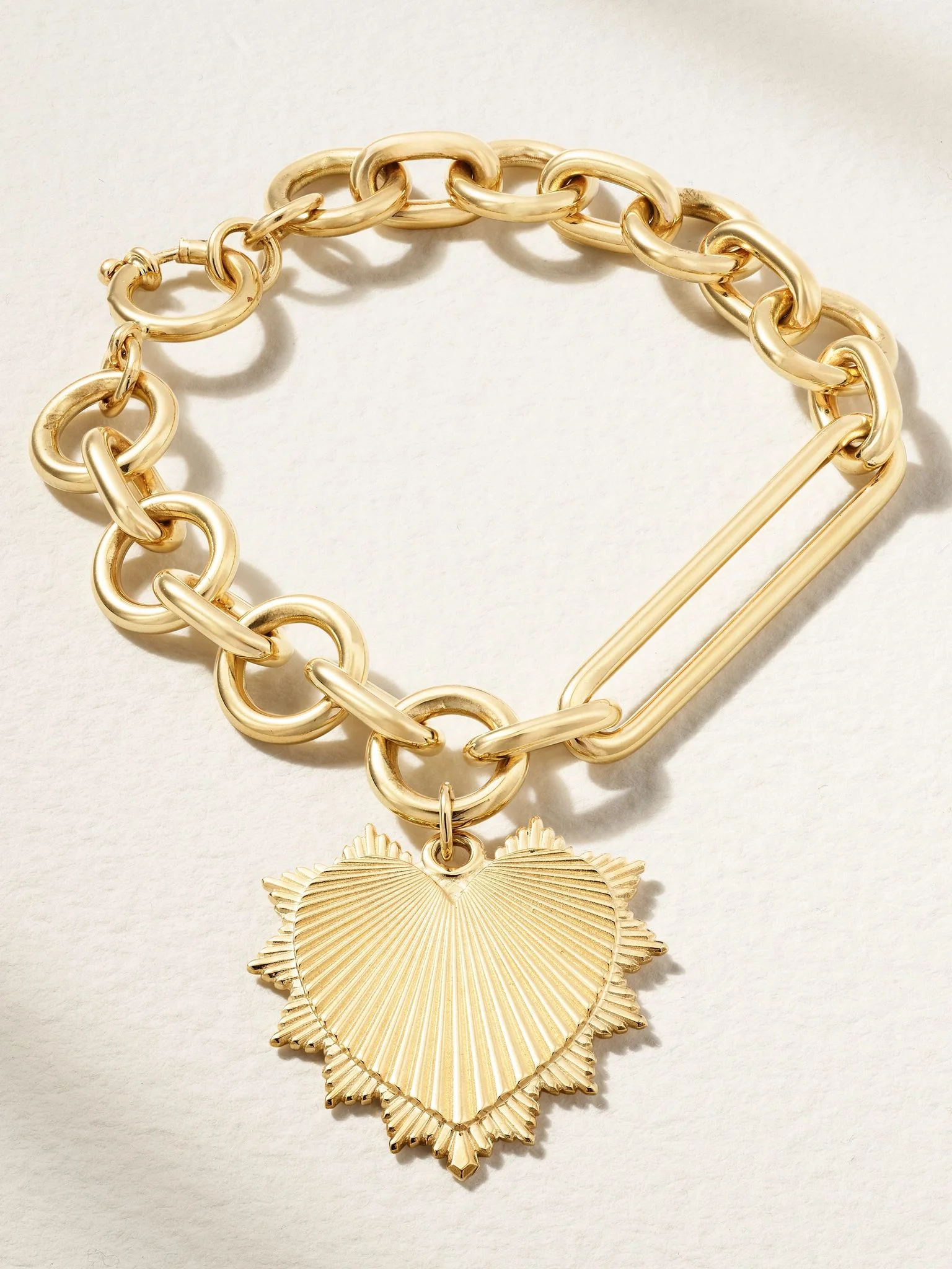 Heart Mixed Oversized Clip 18-karat gold bracelet Gold - 1