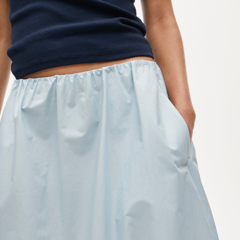 Pull-on midi skirt in cotton poplin 3