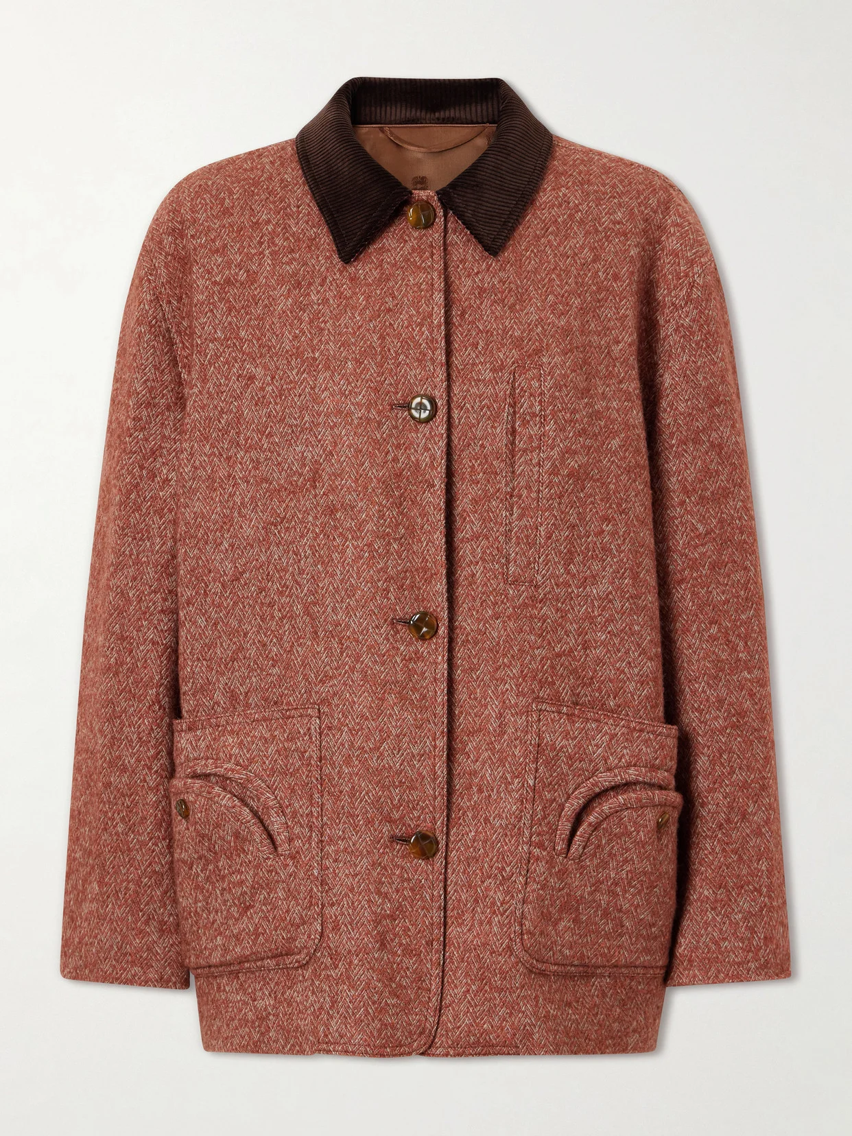 Clelia Corduroy-trimmed Herringbone Jacket - 1