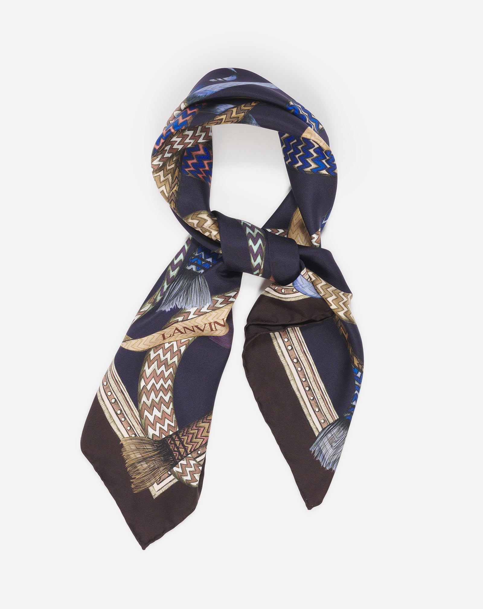 SILK SCARF WITH CURB PRINT - 3