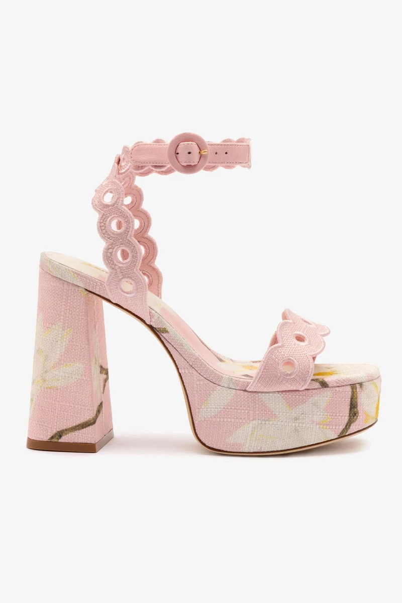 Dolly Broderie Sandal In Tulip Printed Raffia 1