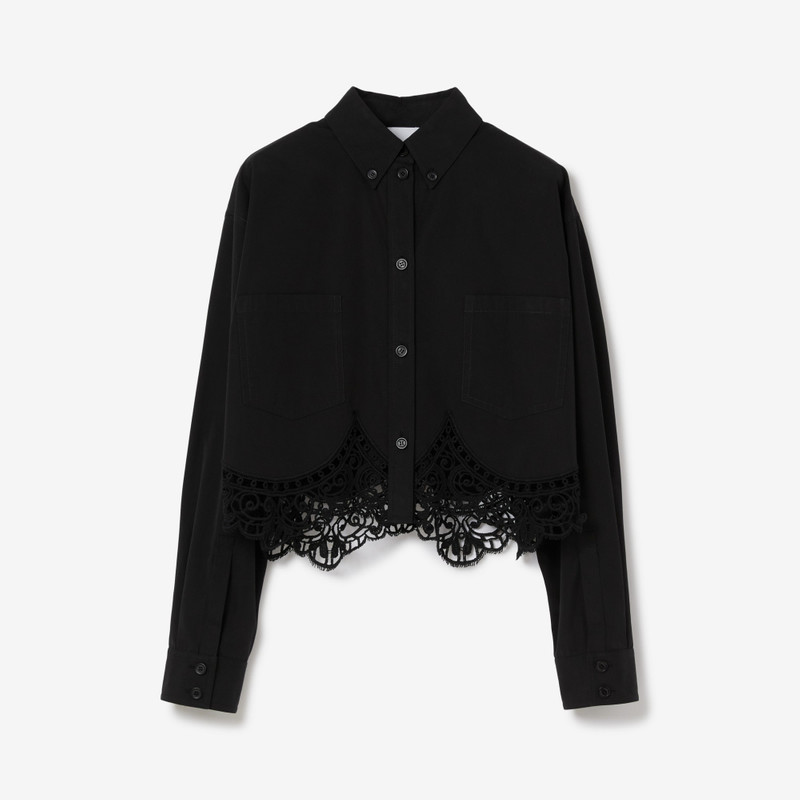 Macramé Lace Hem Cotton Cropped Shirt 1