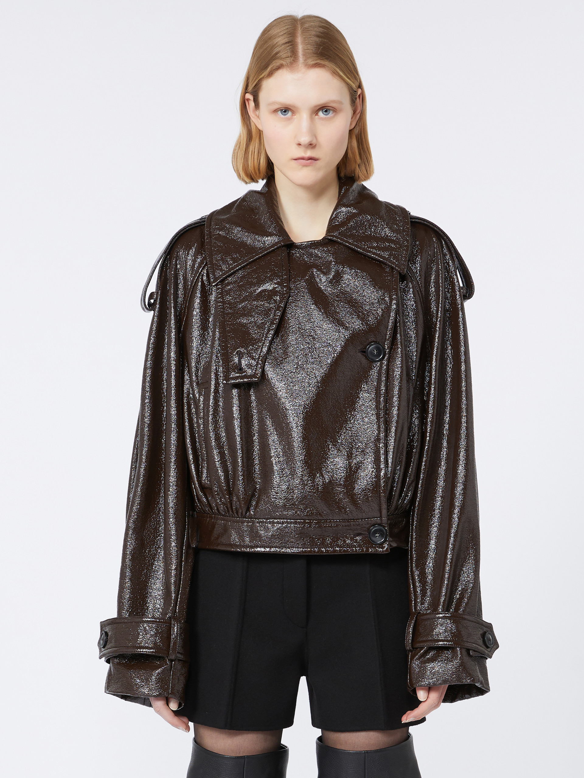 BETA1234 Short trench coat with patent leather effect - RUNWAY - 3