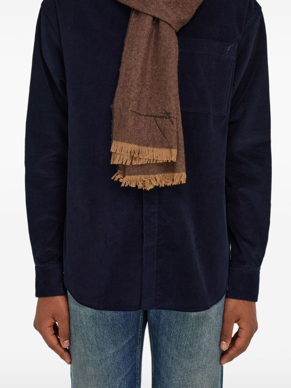 chevron-pattern fringed scarf - 1