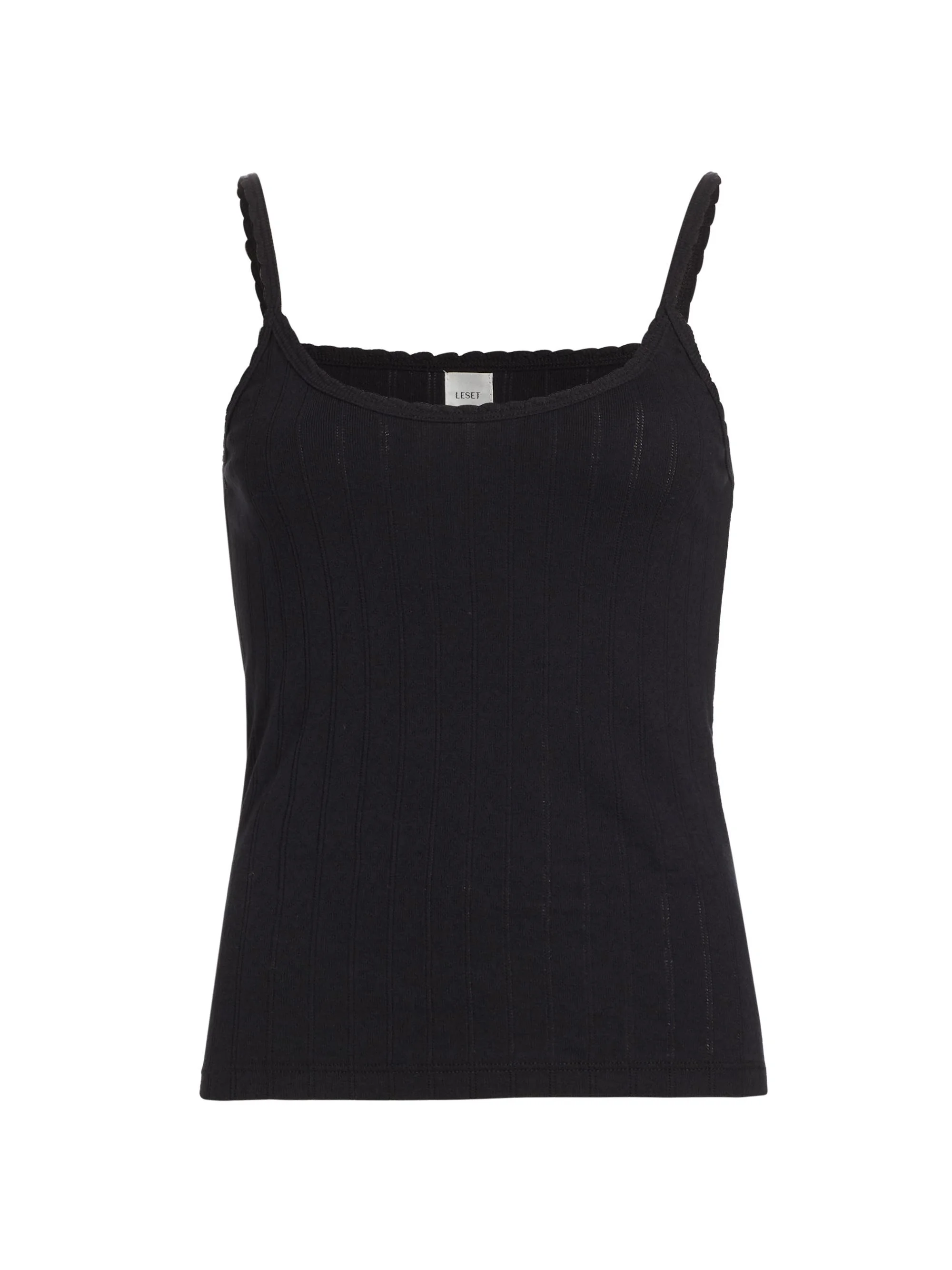 Women's Pointelle-Knit Classic Tank - Black - 1