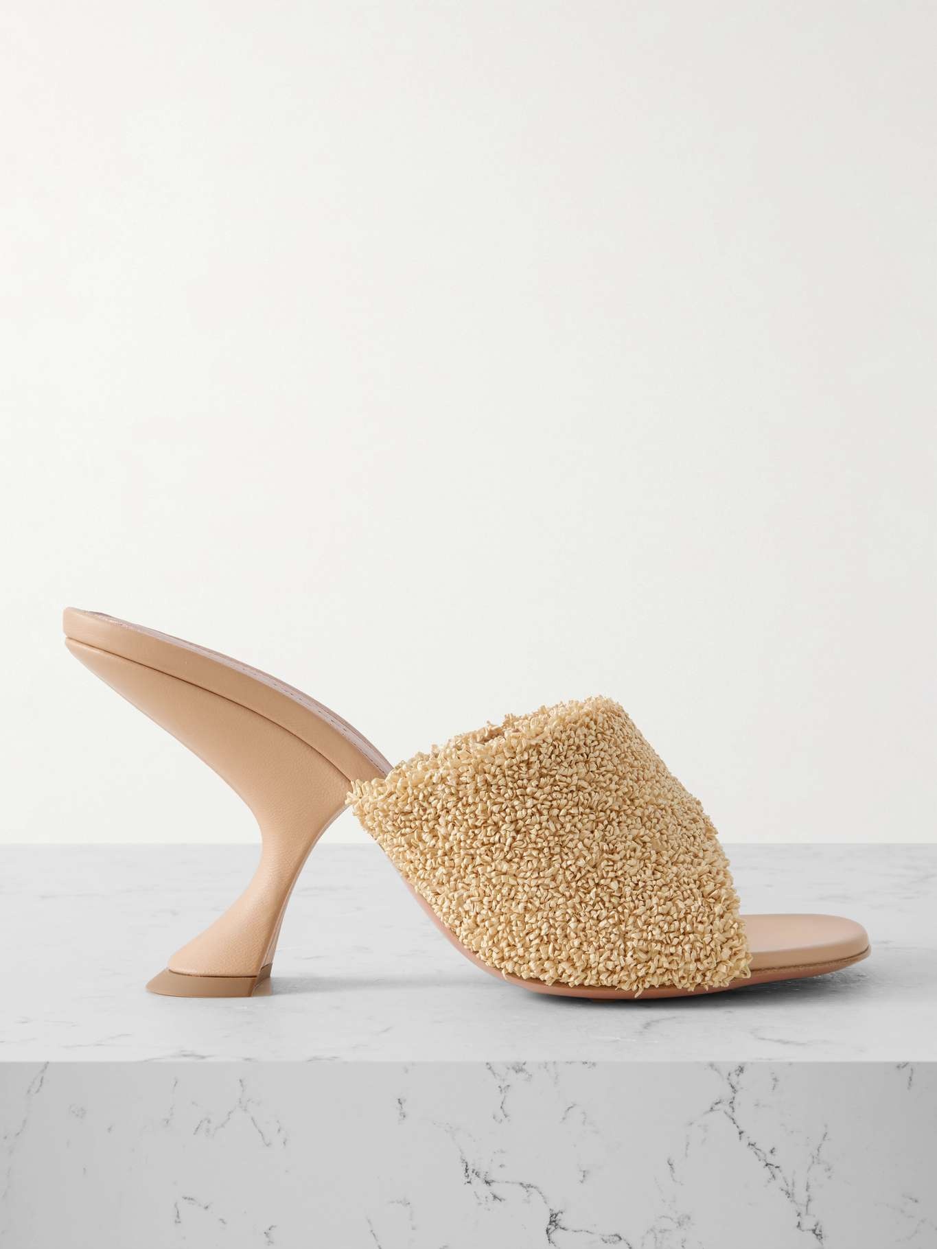 Taylor leather-trimmed raffia mules Beige - 1