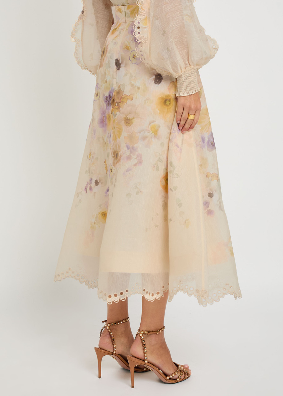 Zimmermann Memento Floral Linen-blend Midi Skirt - 3