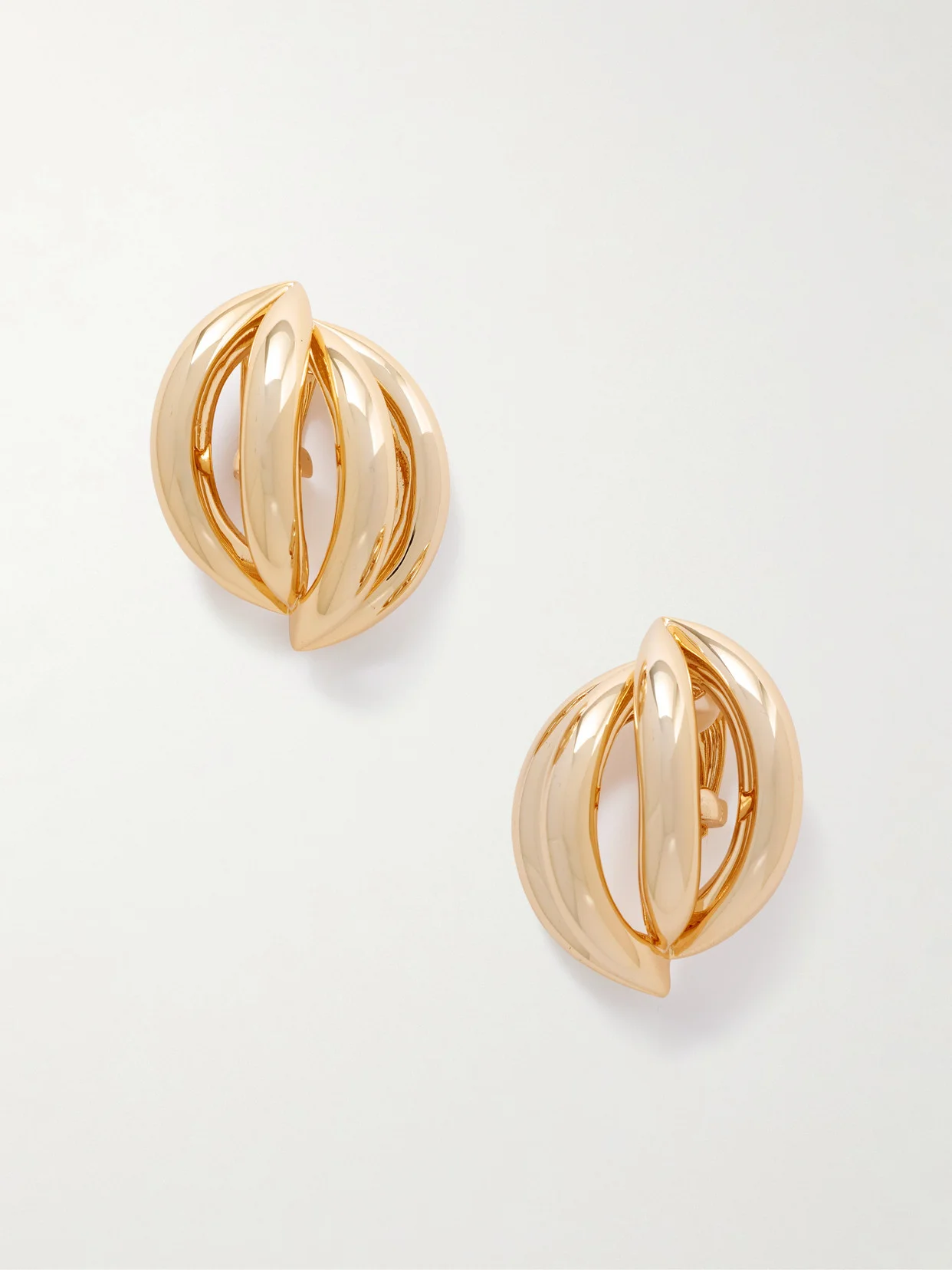 Abstract Line Gold-plated Clip Earrings - 1