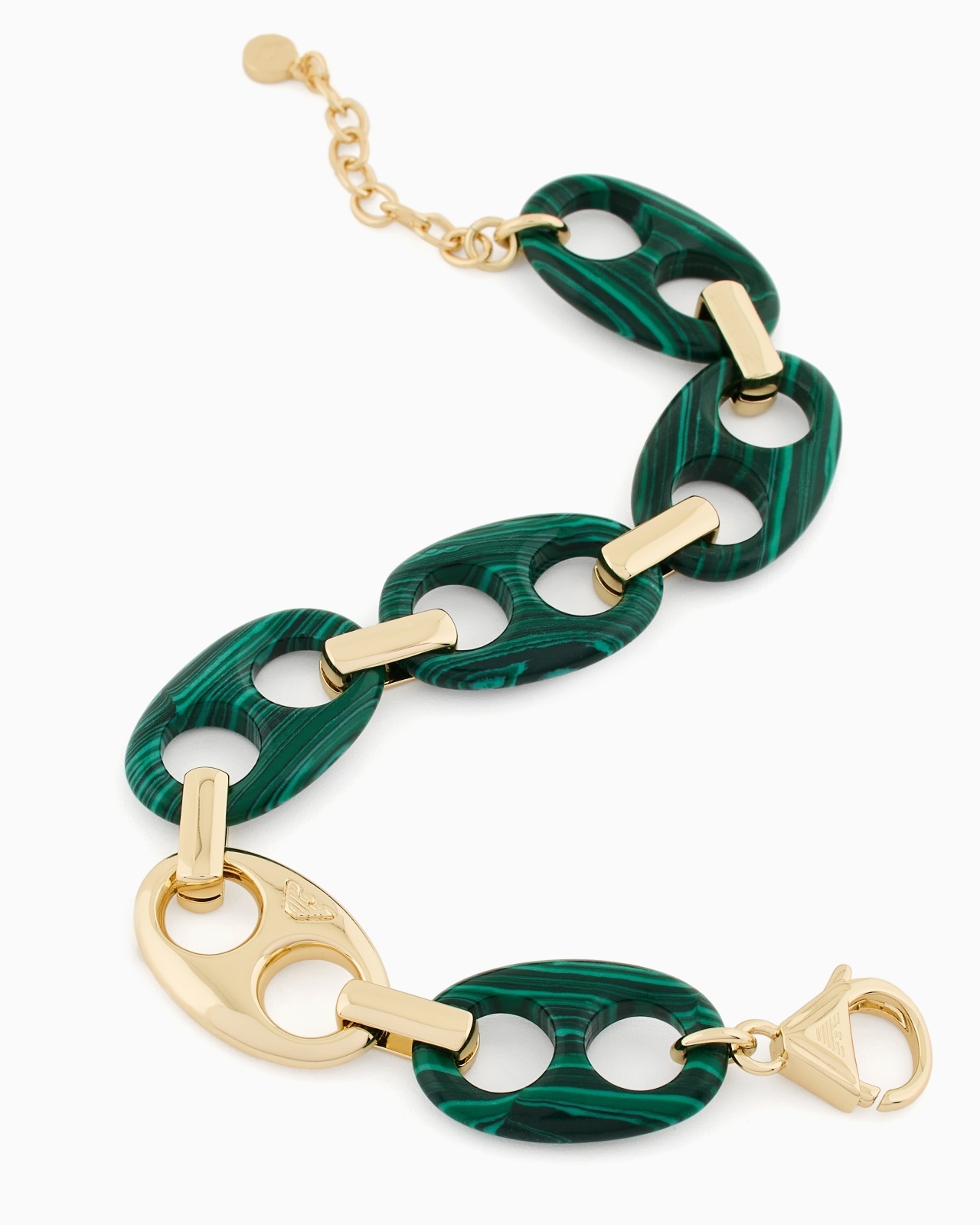 GREEN RECONSTITUTED MALACHITE CHAIN BRACELET - 3