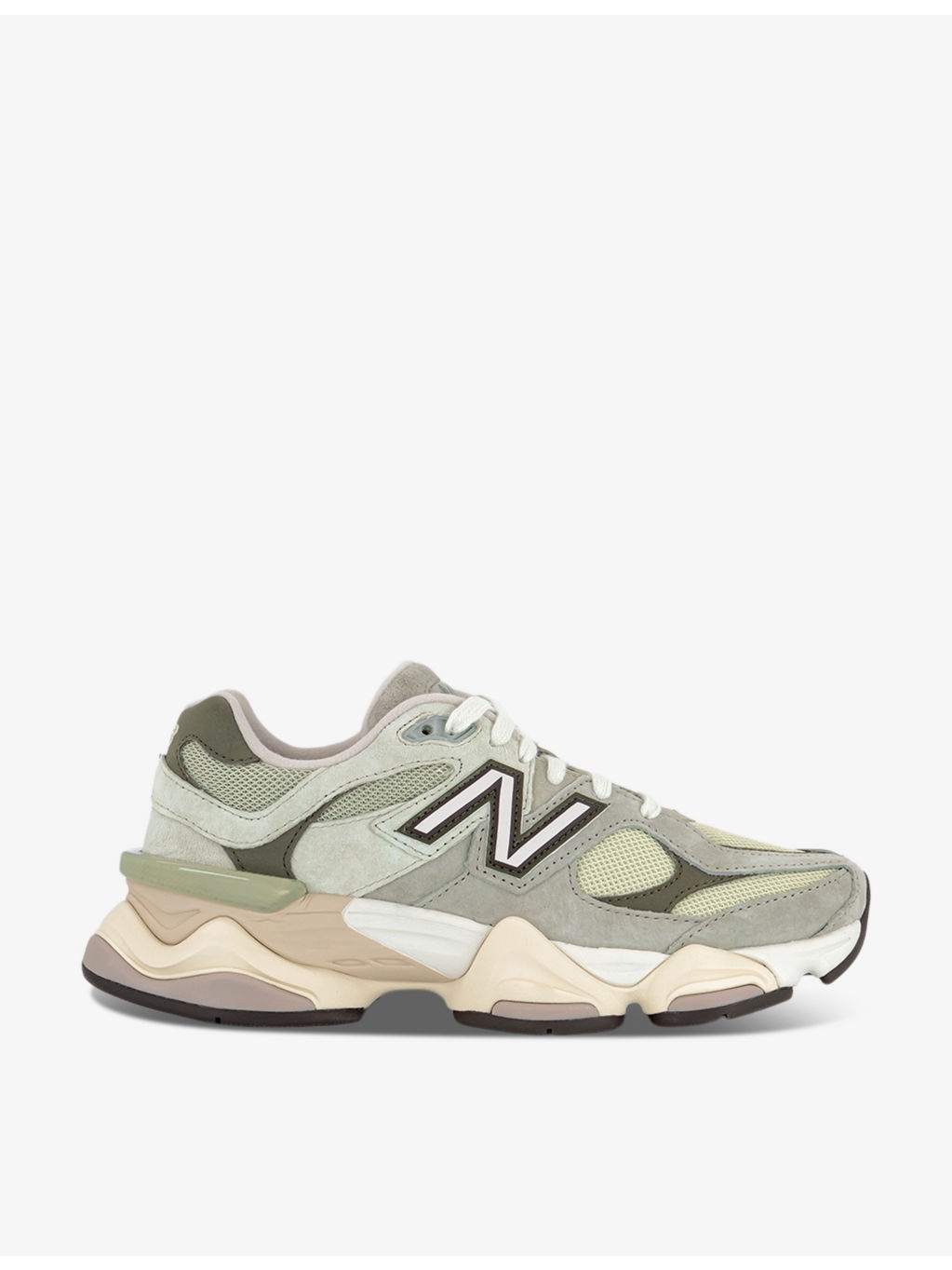 9060 brand-patch leather and mesh low-top trainers - 1