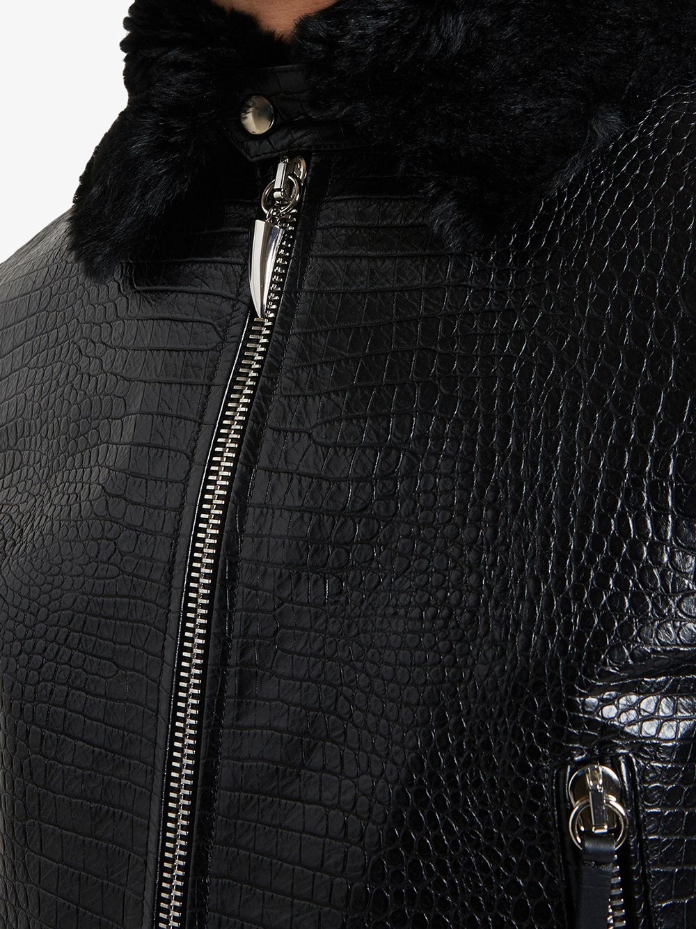 Deven crocodile-print leather jacket - 5