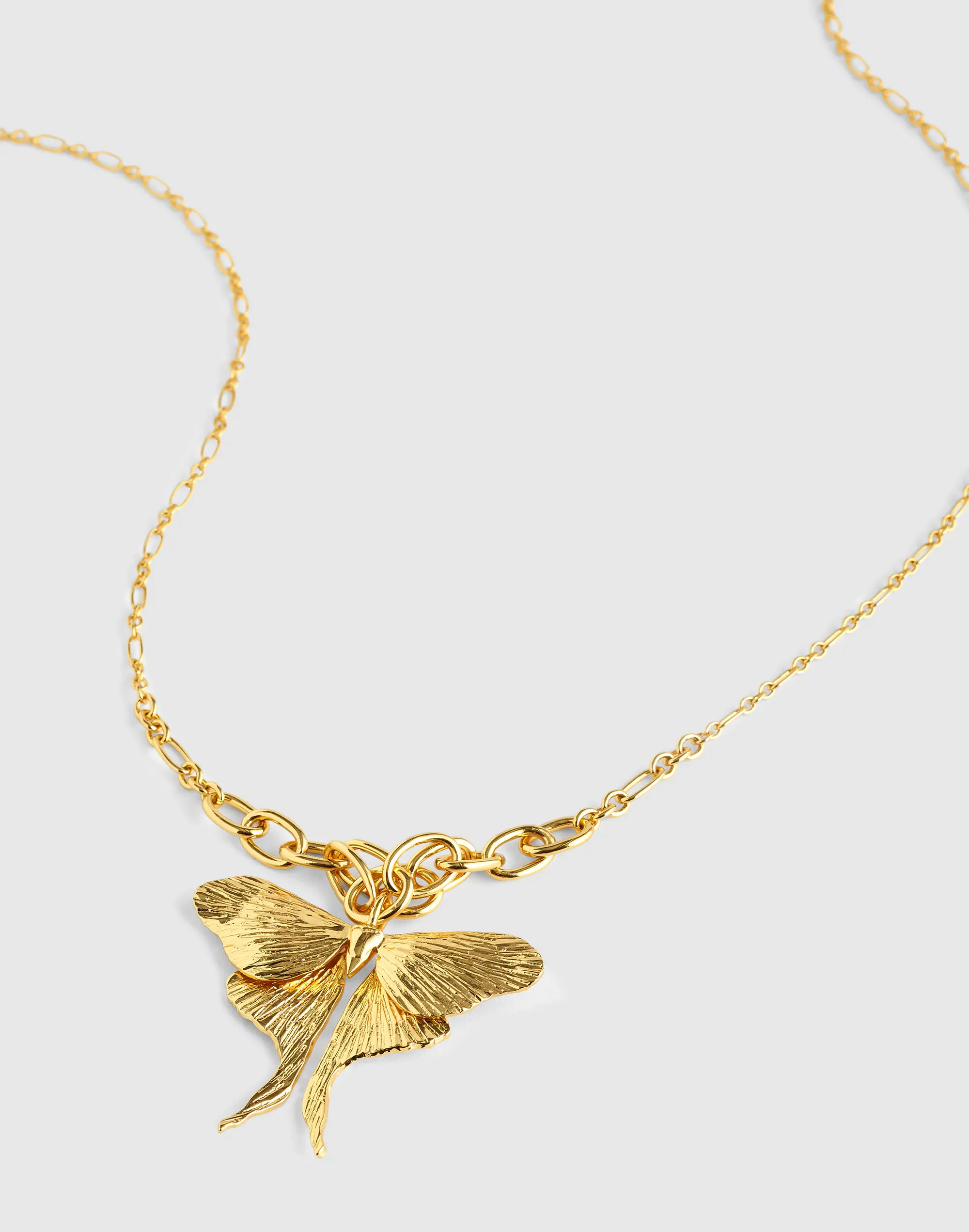 Moth Pendant Graduated Chain Necklace - 1