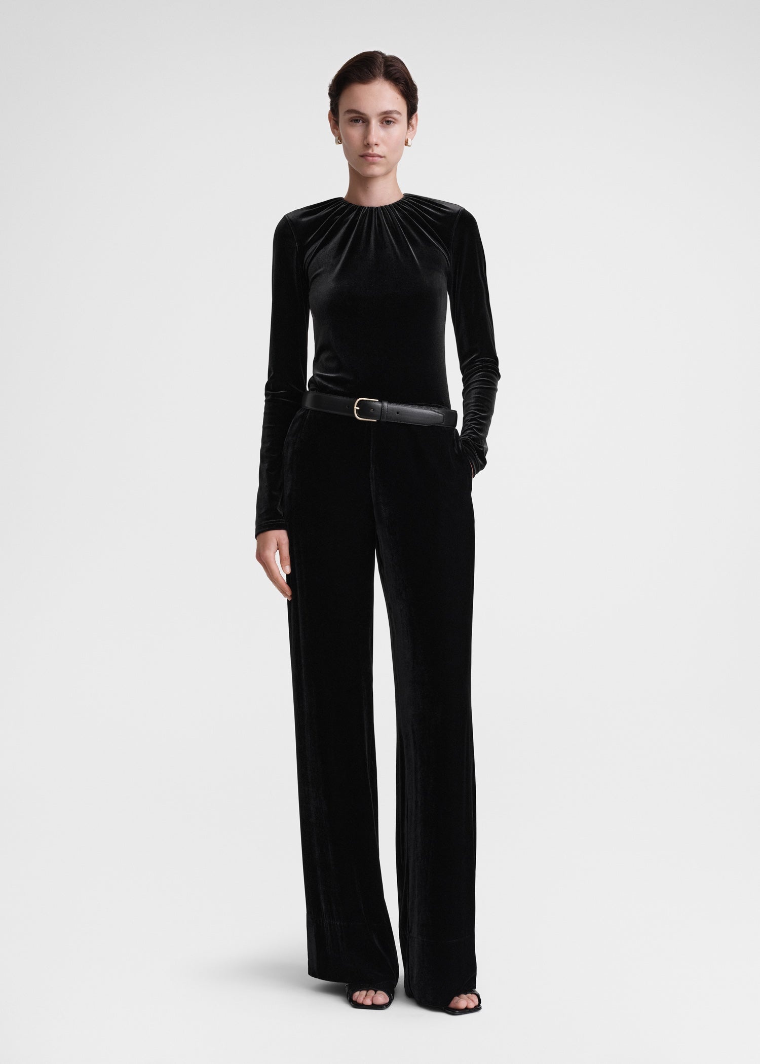 Wide velvet trousers black - 2