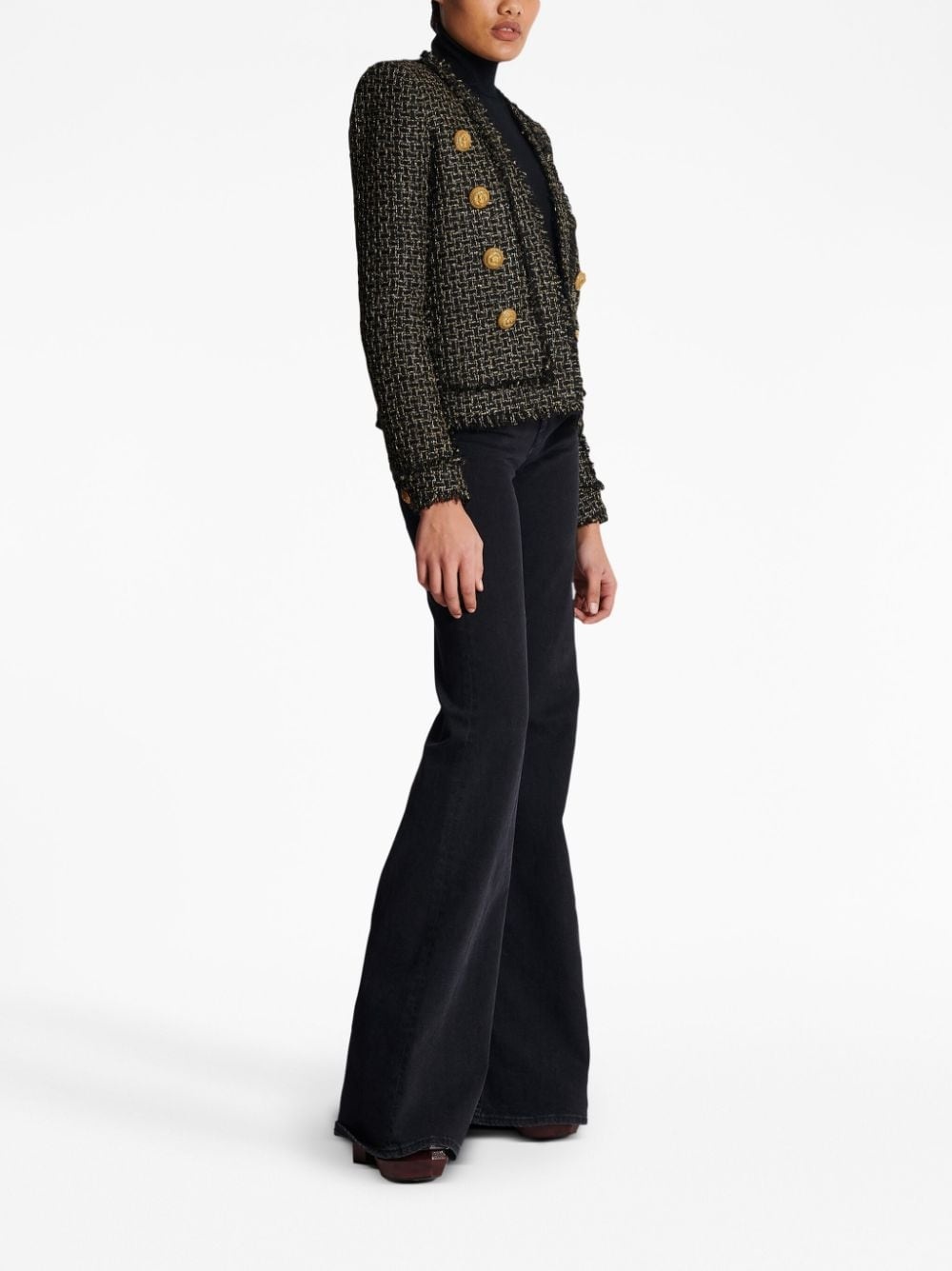 double-breasted tweed jacket - 3