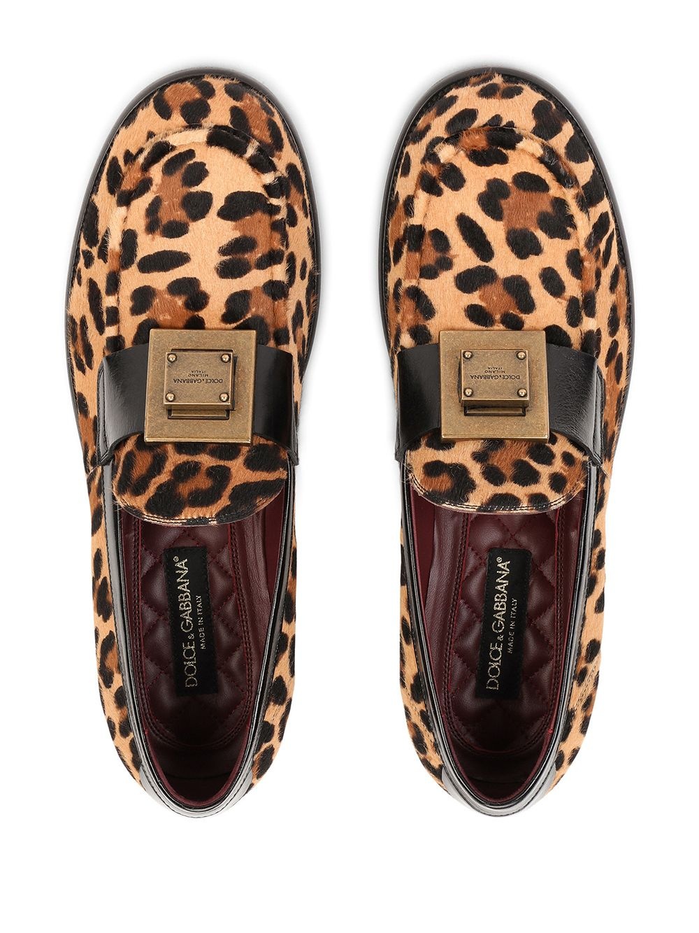 leopard print calf hair loafers - 4