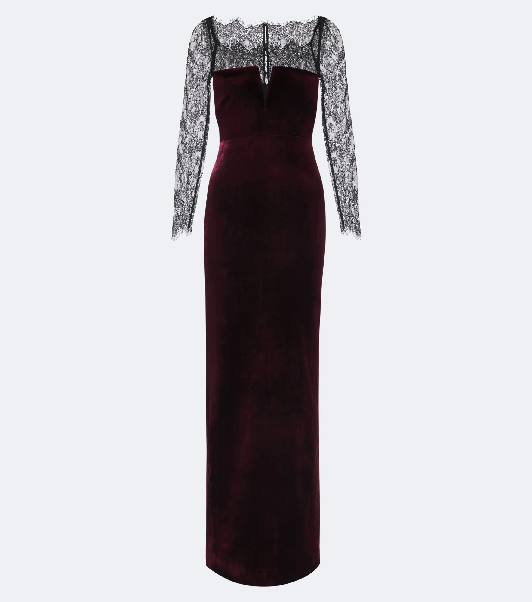 Lace-trimmed velvet gown - 1