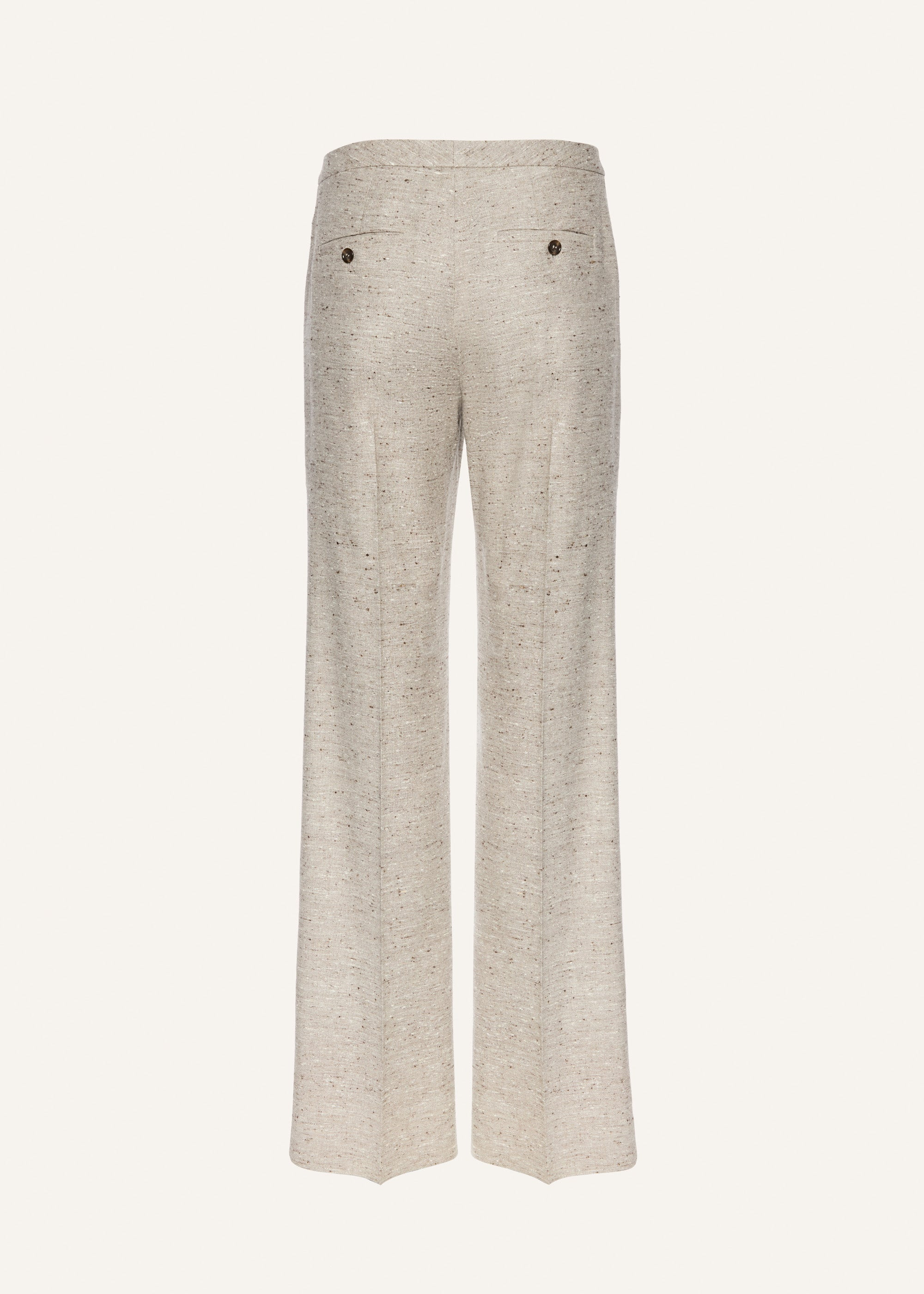 Straight-leg silk blend trousers in beige melange - 2