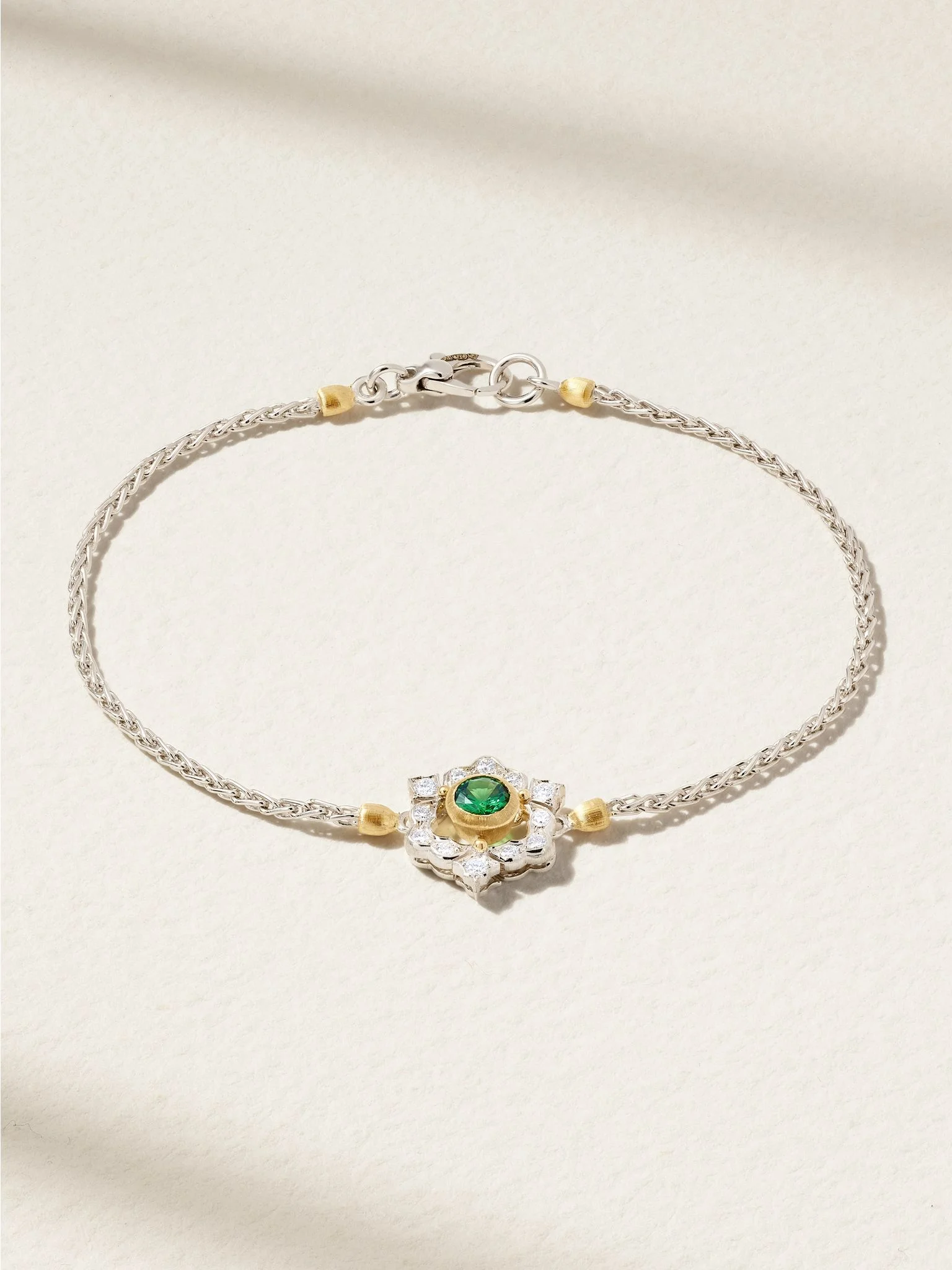 Ghirland 18-karat white and yellow gold, diamond and tsavorite bracelet Green - 1