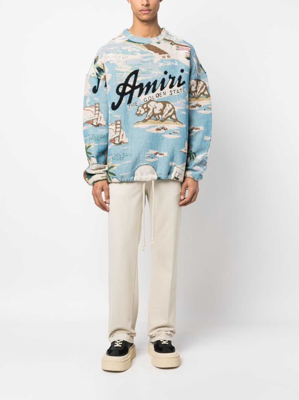 logo-print drawstring cotton jumper - 2