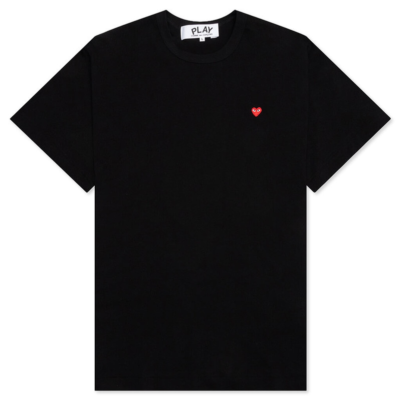 WOMEN'S SMALL RED HEART T-SHIRT - BLACK - 1