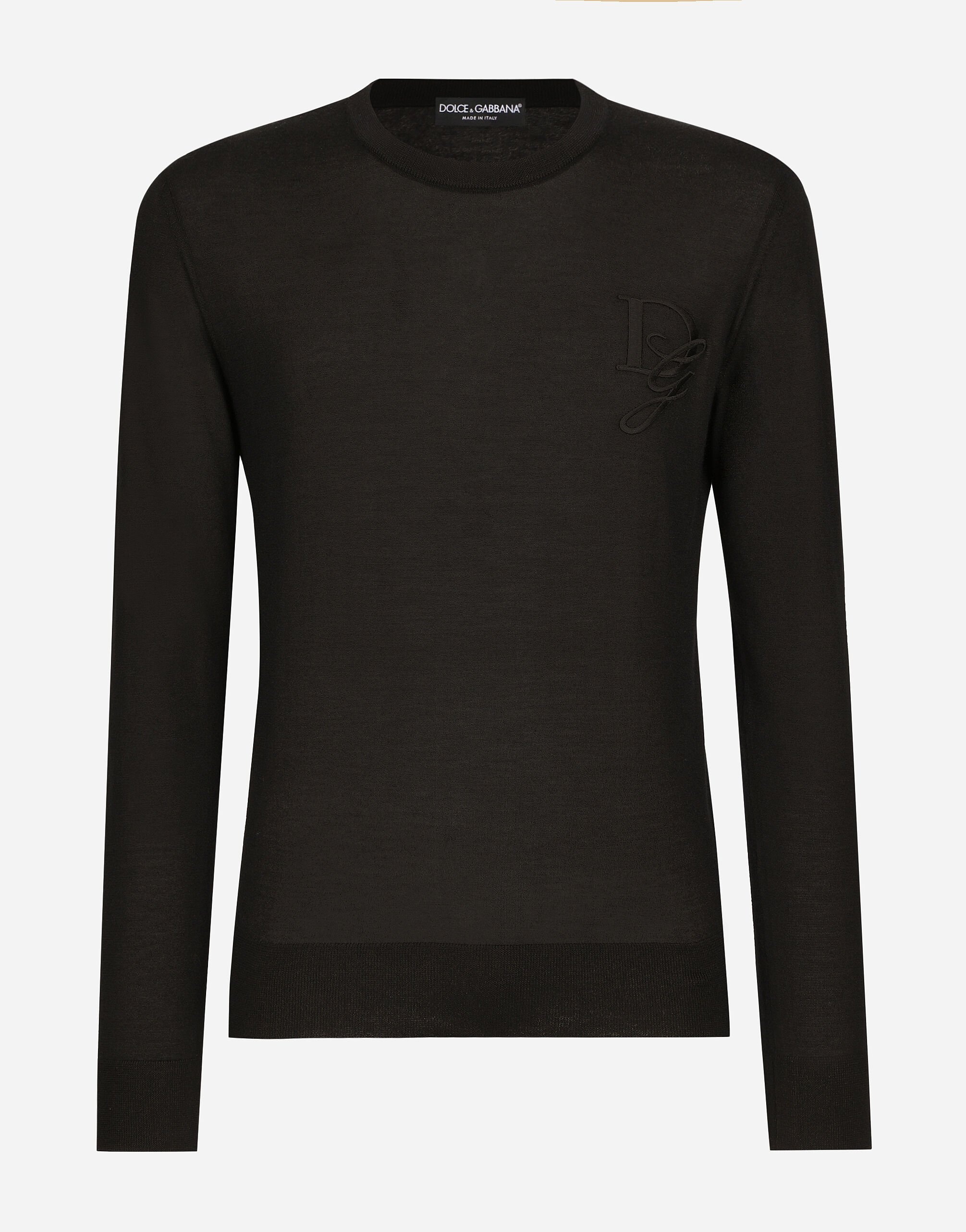 Cashmere round-neck sweater with DG embroidery - 1