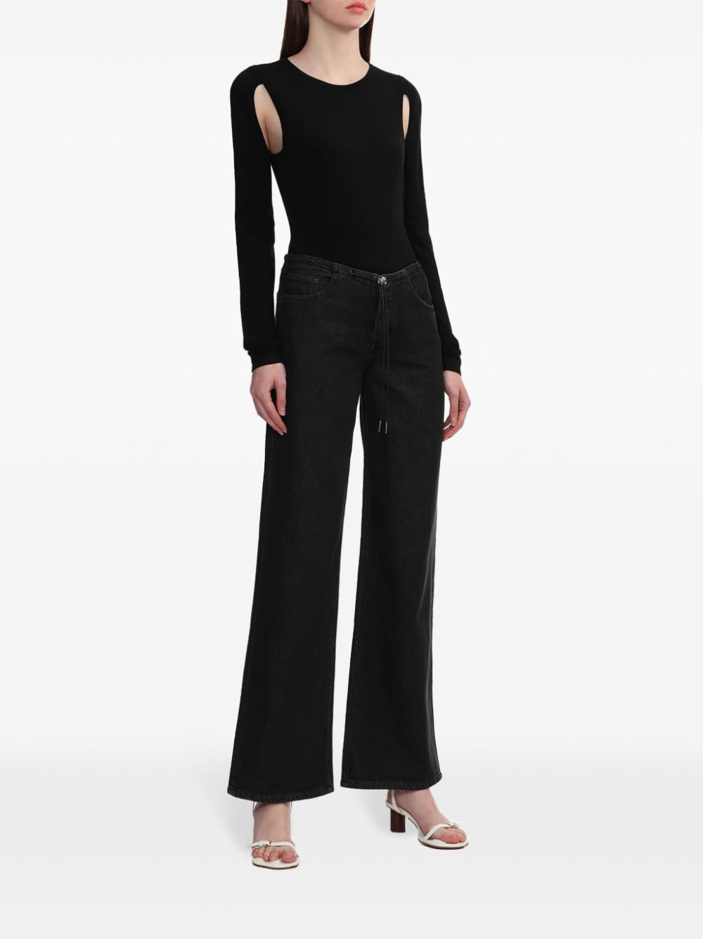 cut-out fine-knit jumper - 2