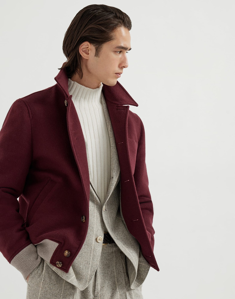 Wool flannel double cloth shirt-style bomber jacket 4