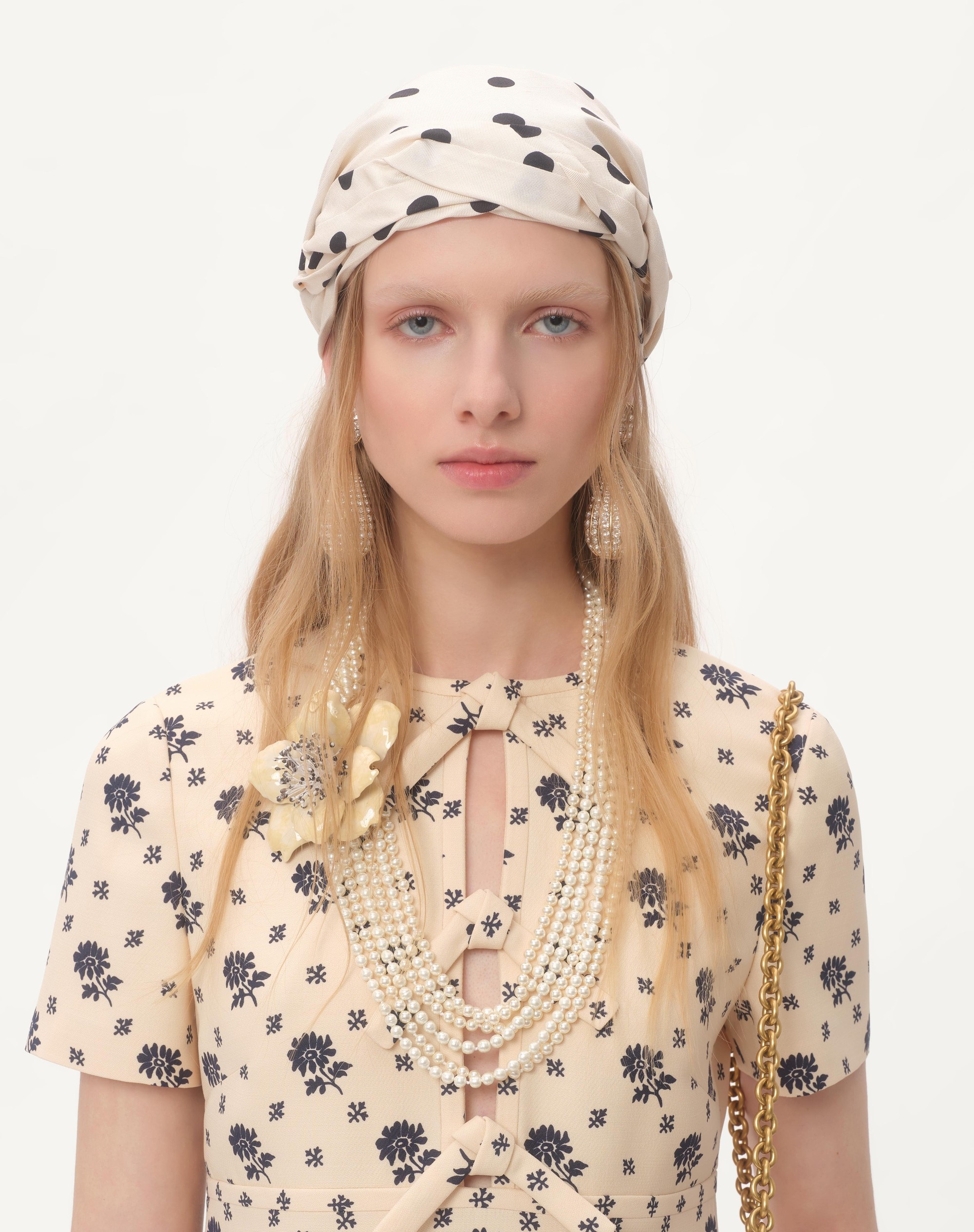 SHORT DRESS IN CREPE COUTURE FIORELLINO BLU PAPIER FLORAL - 6