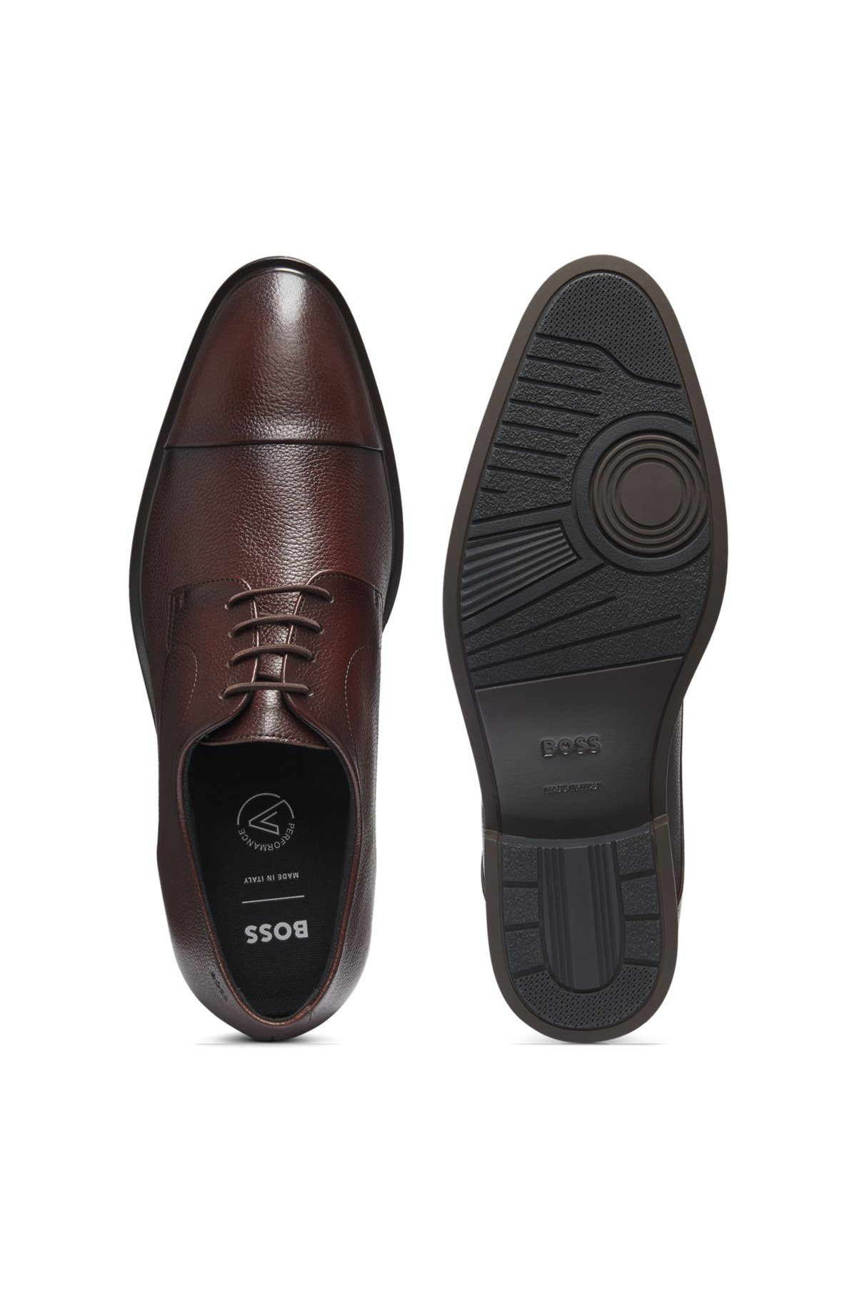 CAP-TOE DERBY SHOES IN GRAINED LEATHER - 4