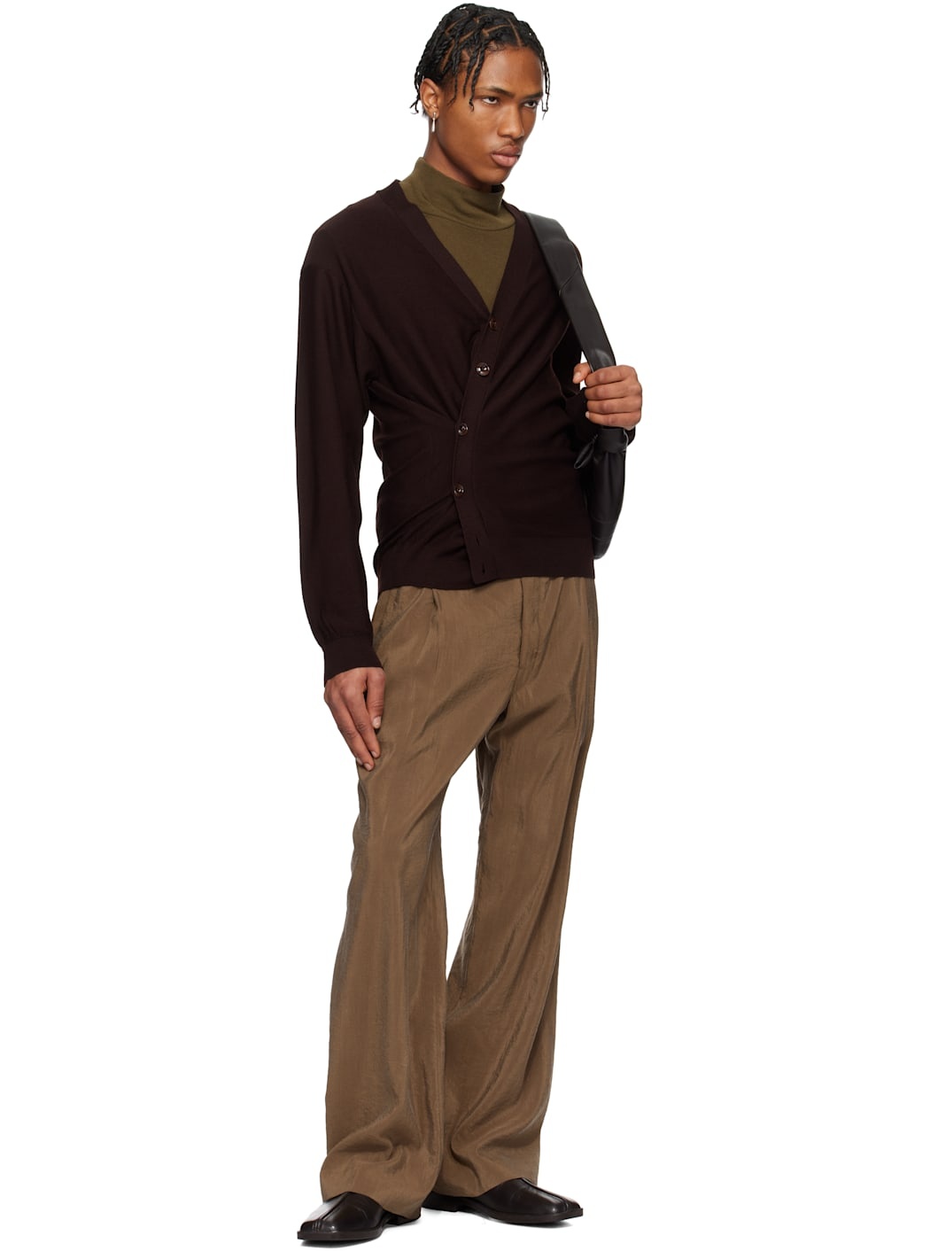 Brown Flat Piped Loafers - 5