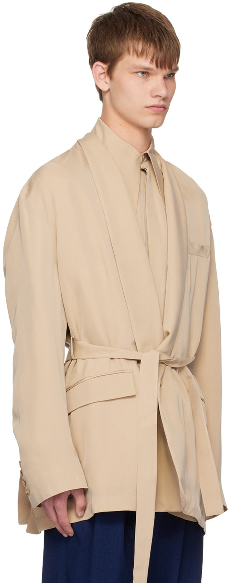 KING & TUCKFIELD Taupe Soft Wrap Blazer outlook