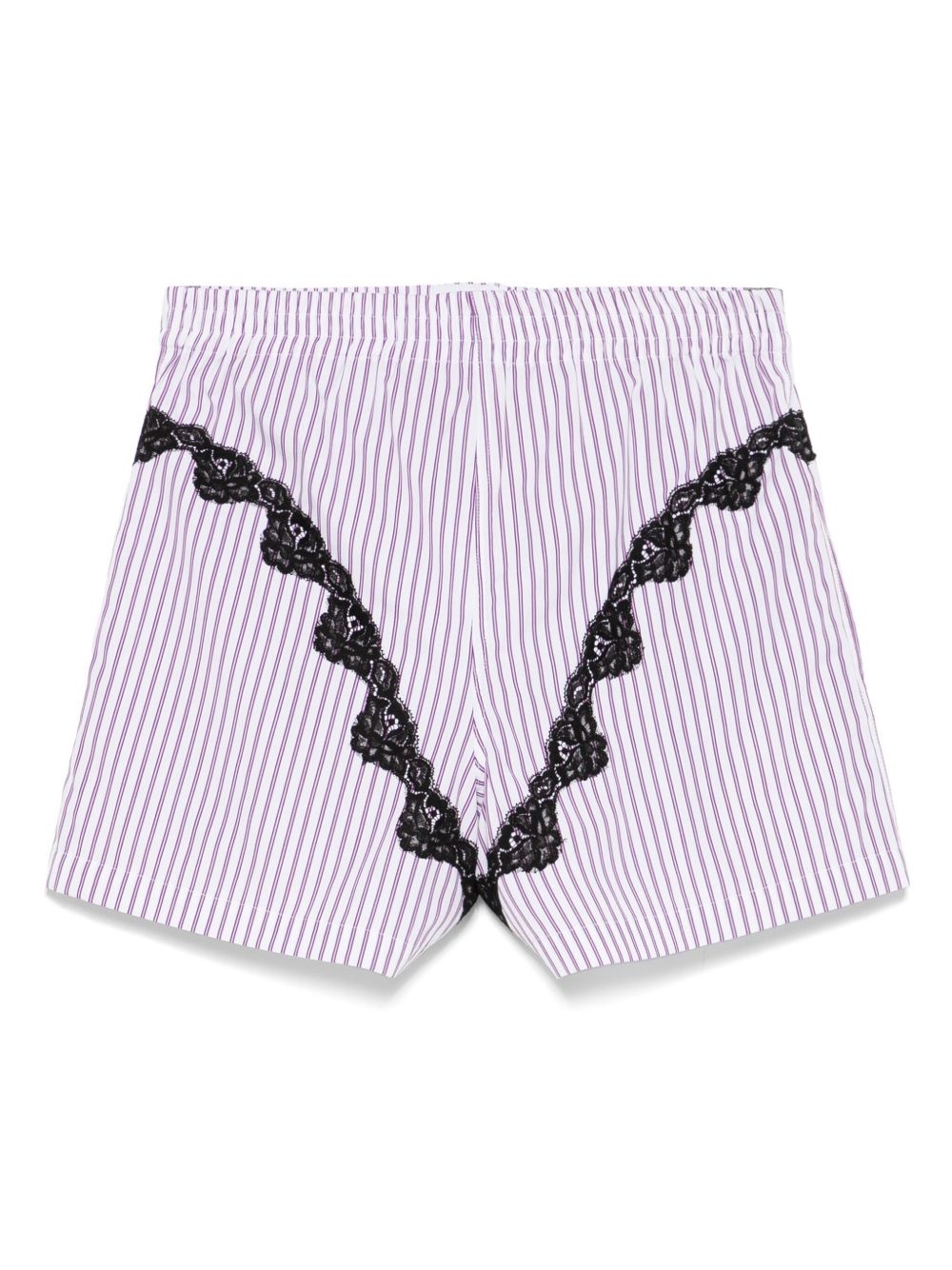 striped poplin shorts - 2