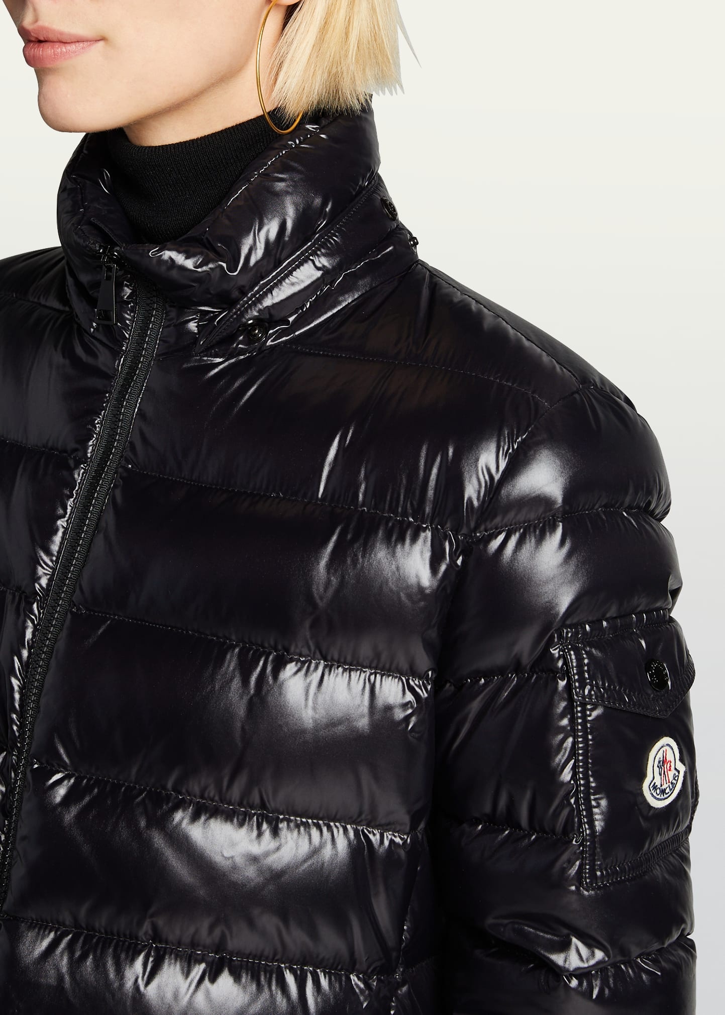 Moka Shiny Fitted Puffer Coat with Hood - 5