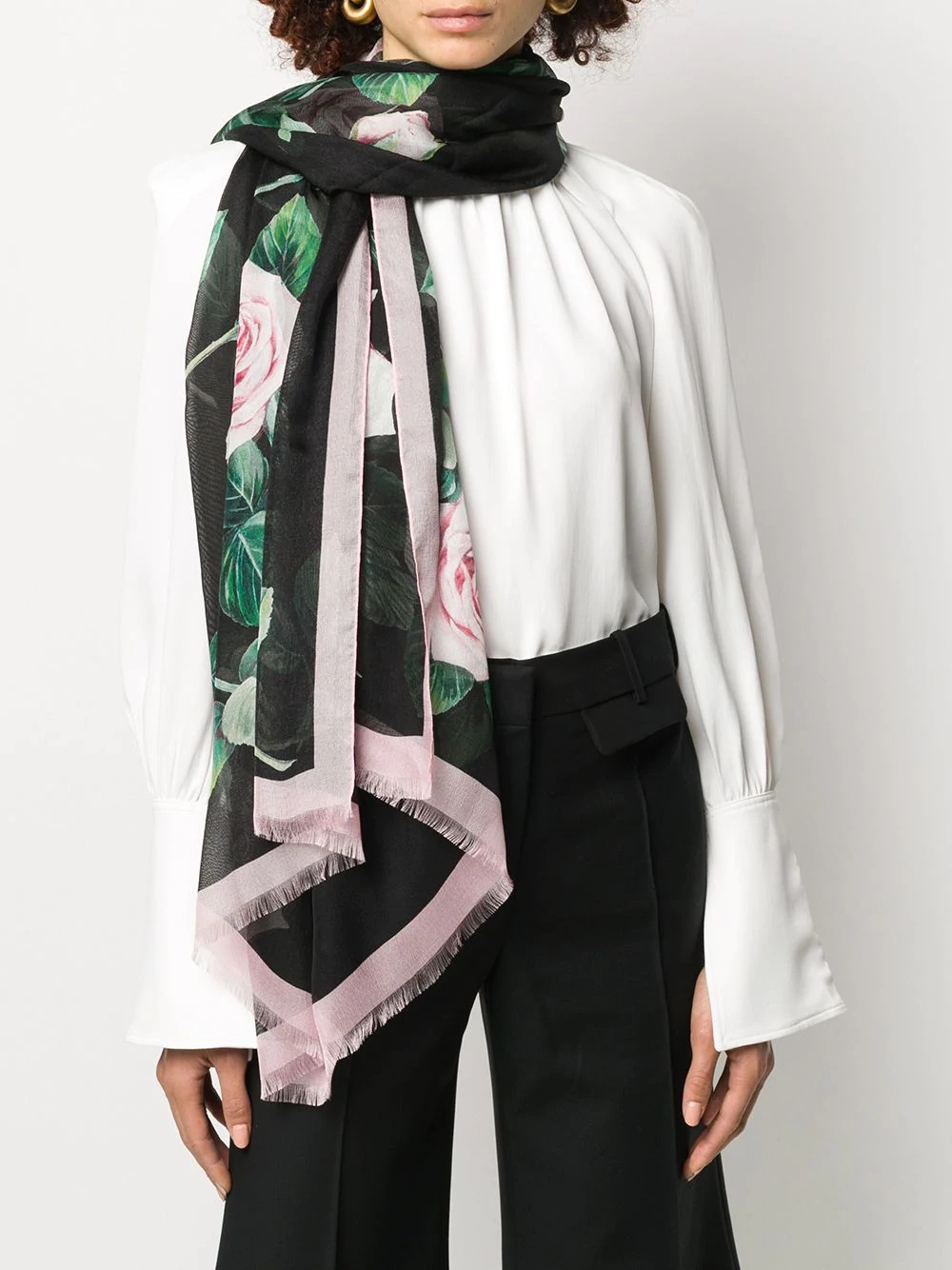 tropical rose print scarf - 2