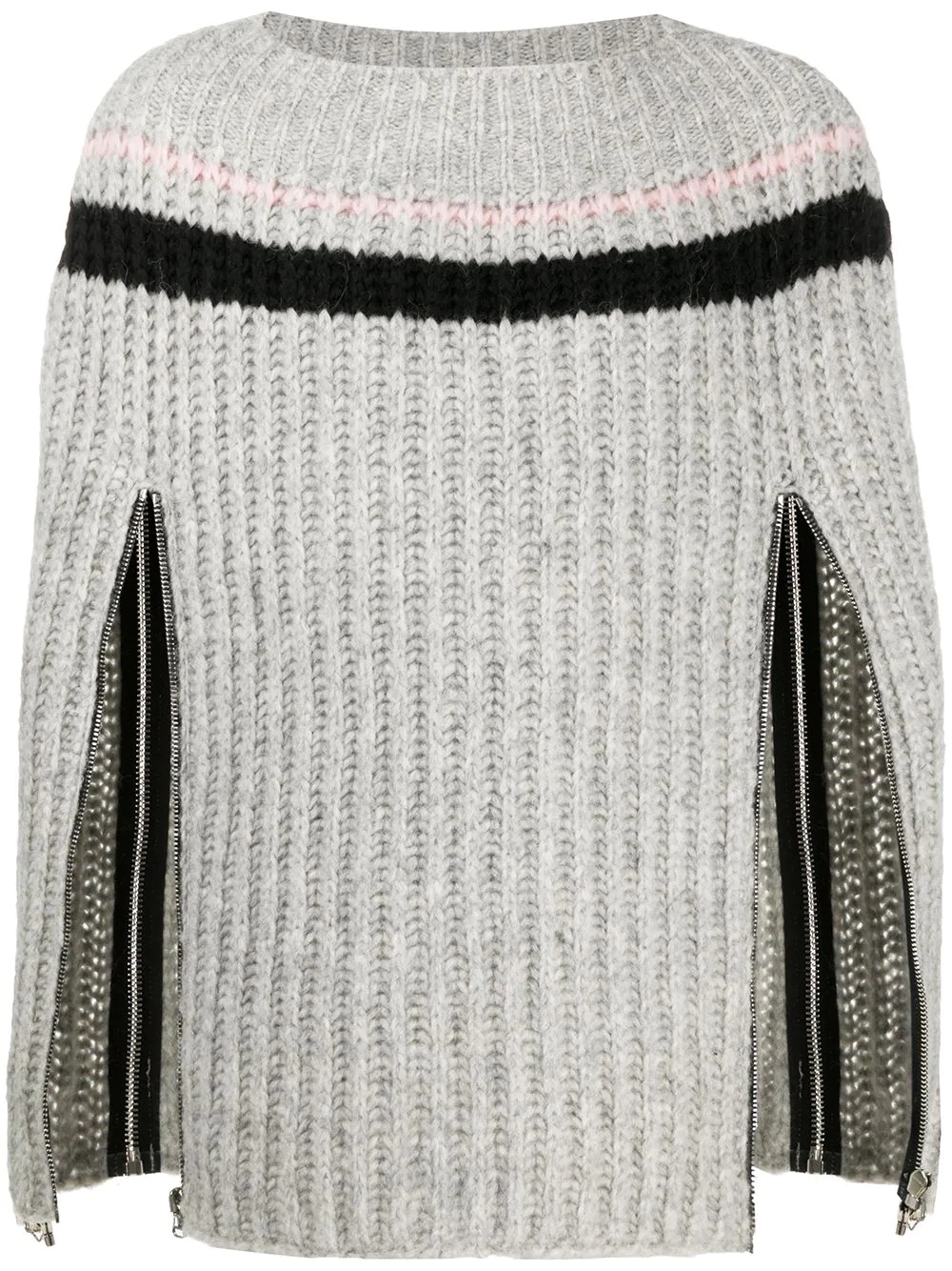 zip-up sleeve knitted jumper - 1