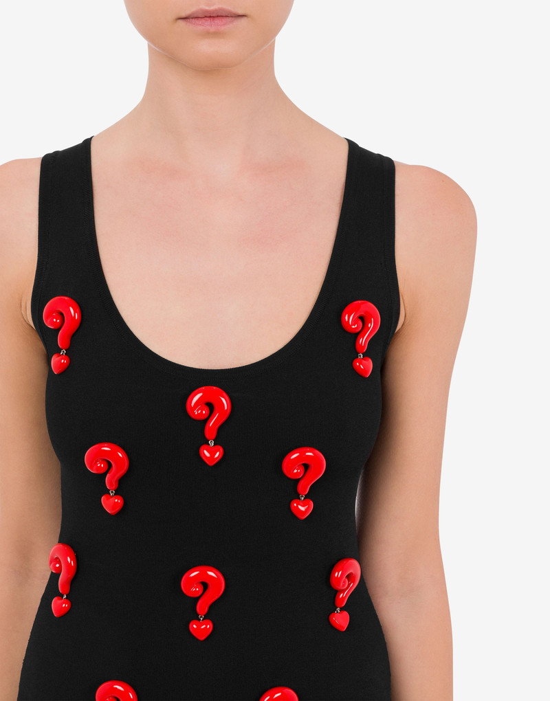 RED QUESTION MARKS STRETCH DRESS 4