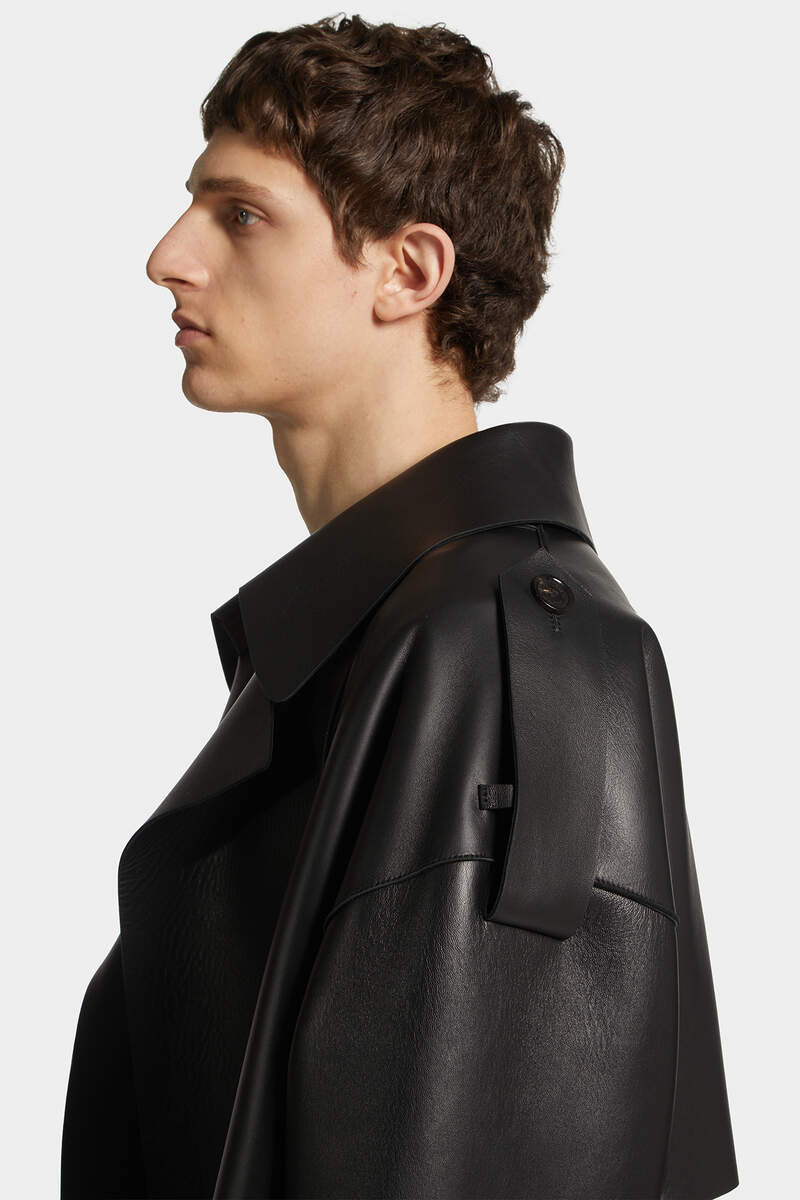 80S KIODO BELTED LEATHER TRENCH - 5