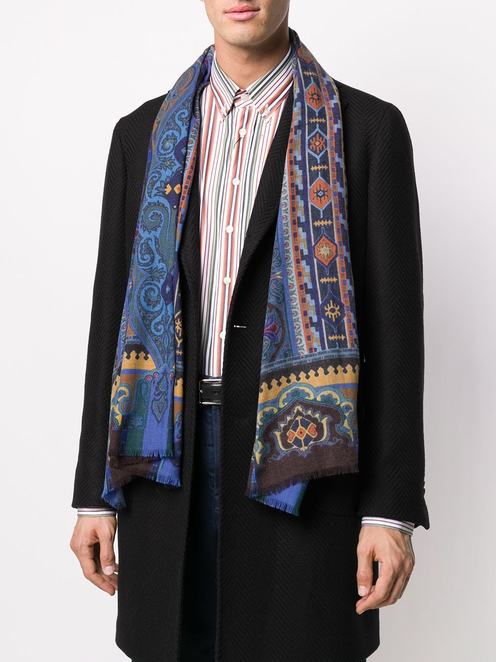 paisley print wool scarf - 2