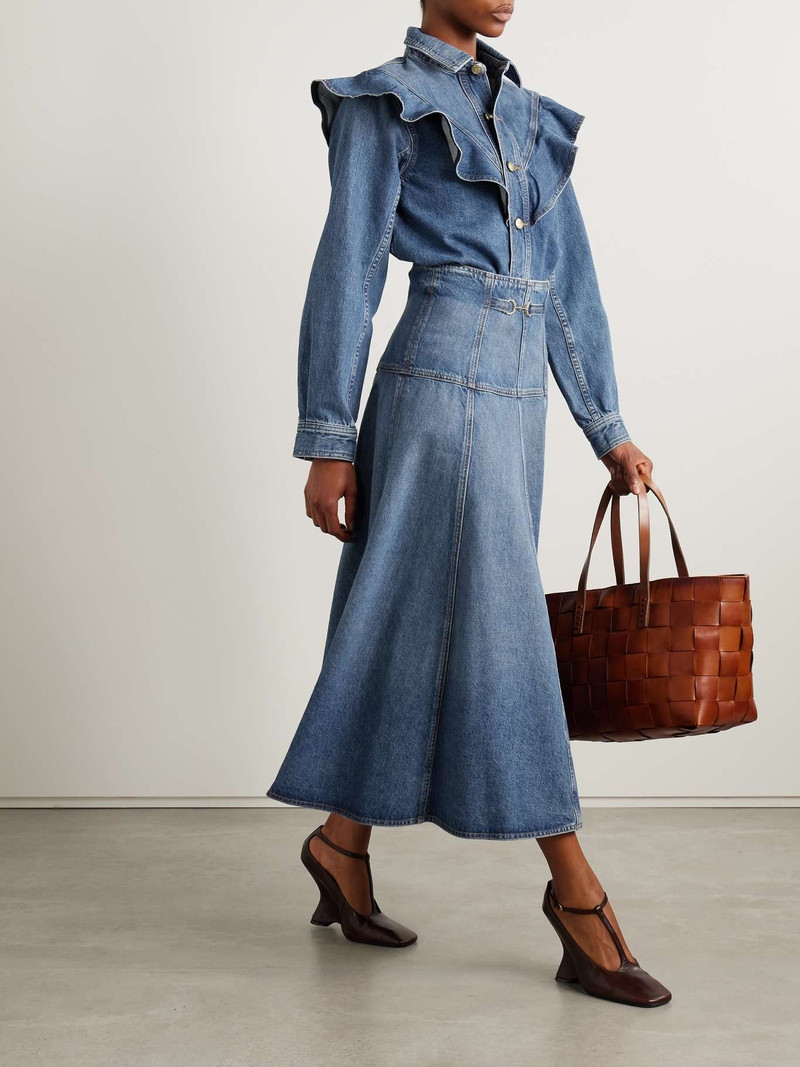 ULLA JOHNSON The Mathilde ruffled denim shirt Mid denim outlook