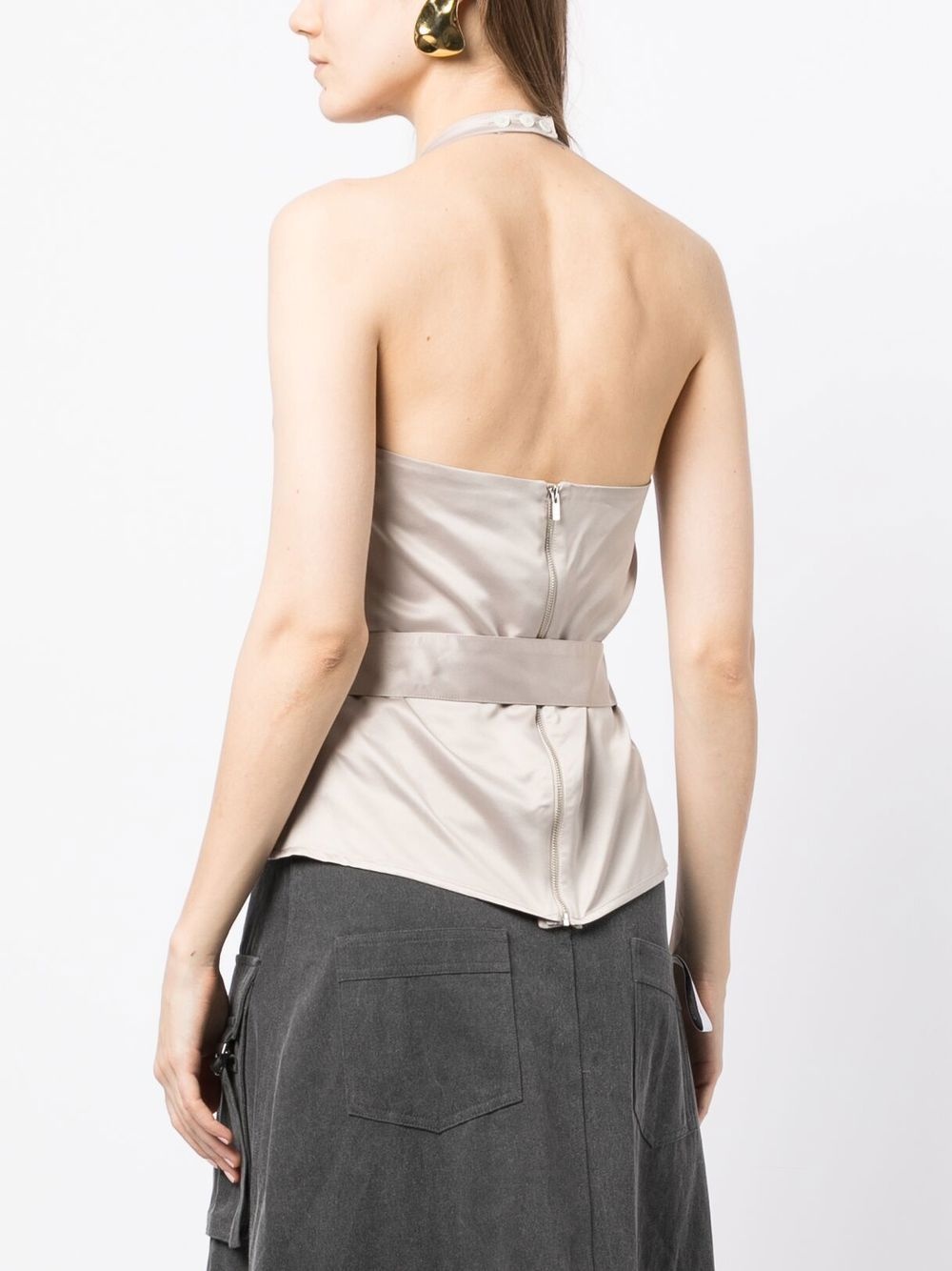 bustier-detail halterneck top - 4
