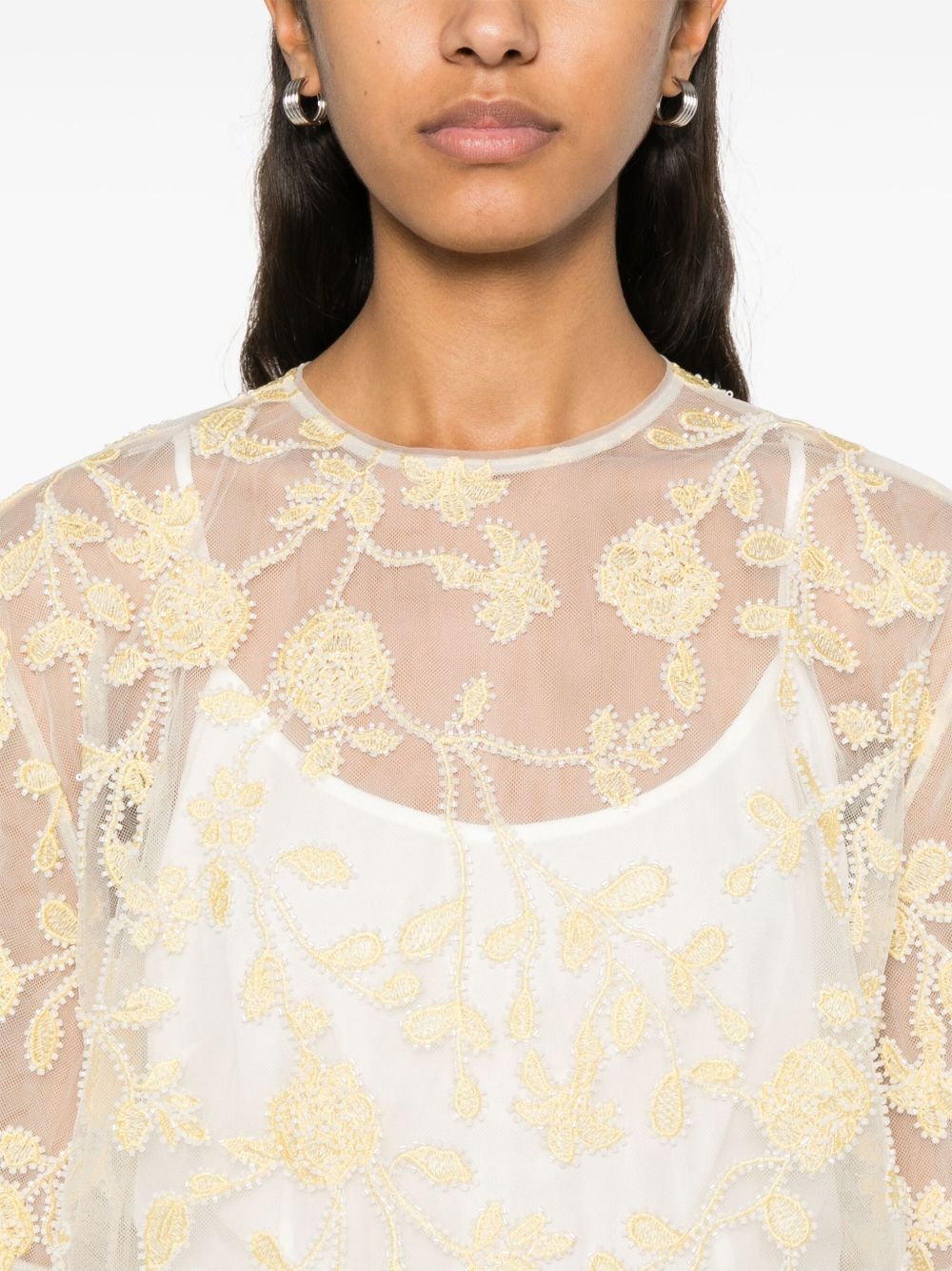 floral-embroidered beaded mini dress - 5