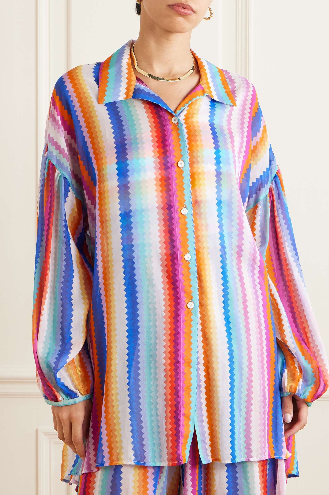 Striped cotton and silk-blend voile shirt - 3
