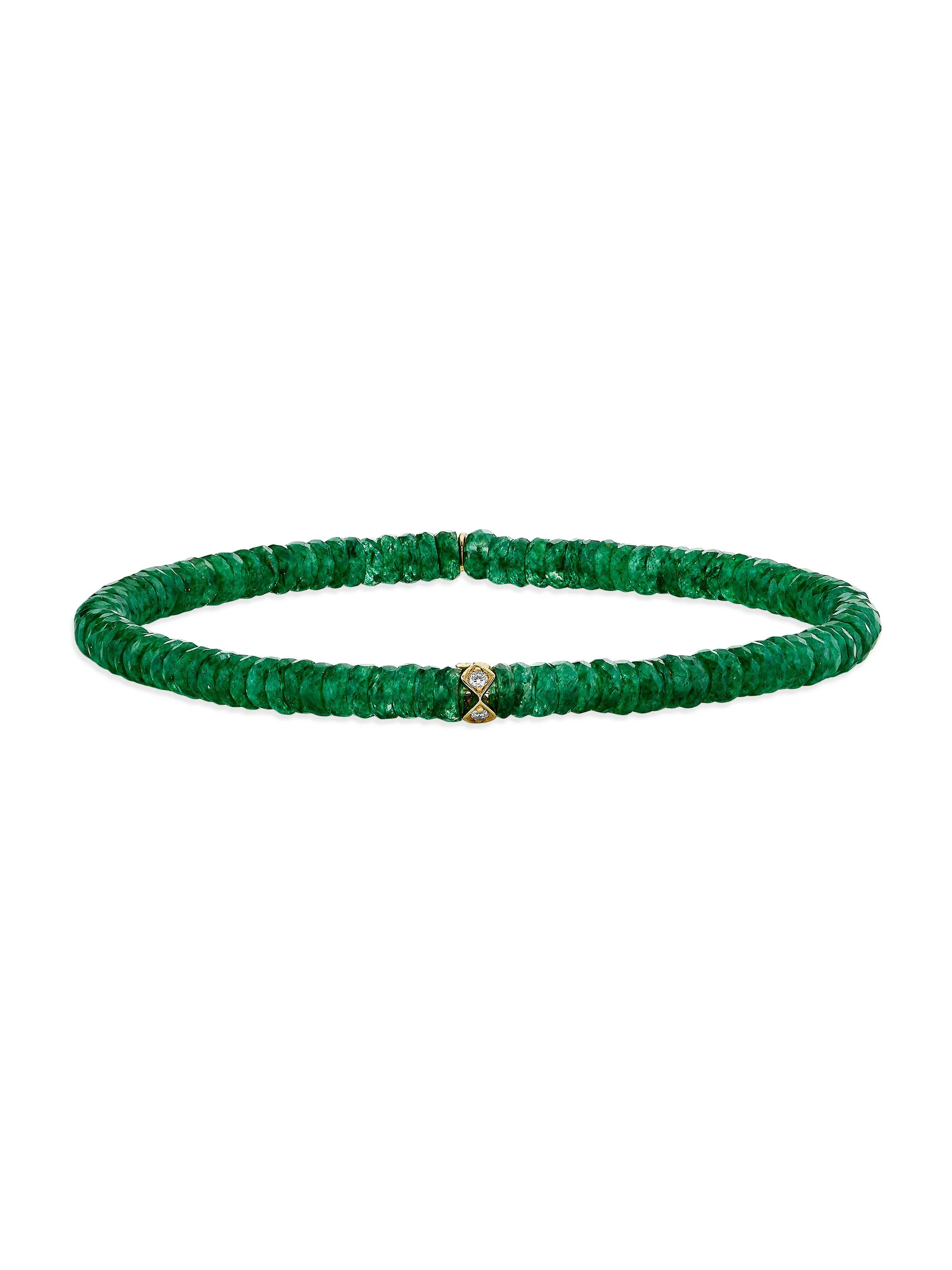 Women's 14K Gold, Diamond & Green Aventurine Bracelet - Diamond - 1