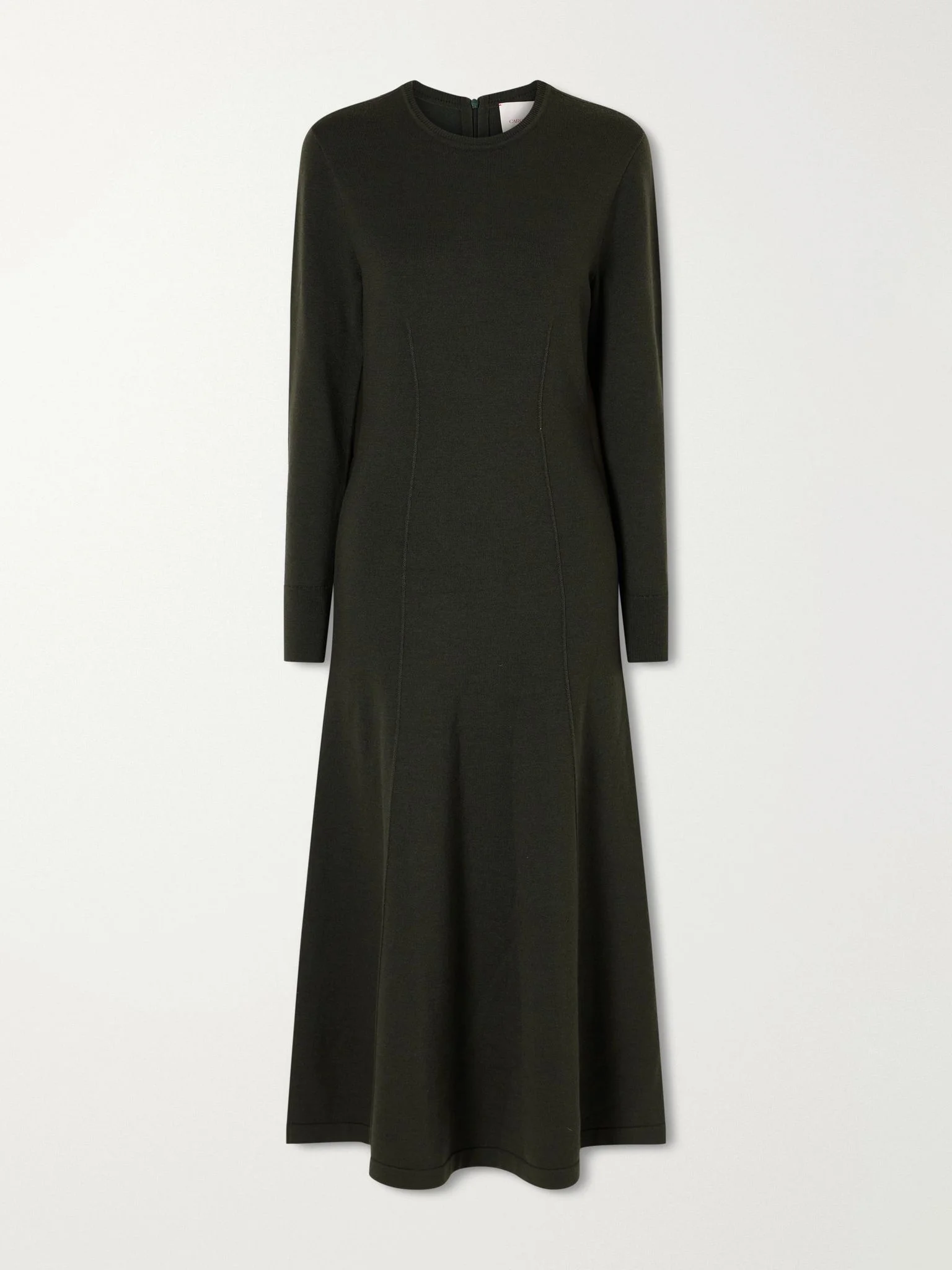 Wool and silk-blend knitted midi dress Dark green - 1