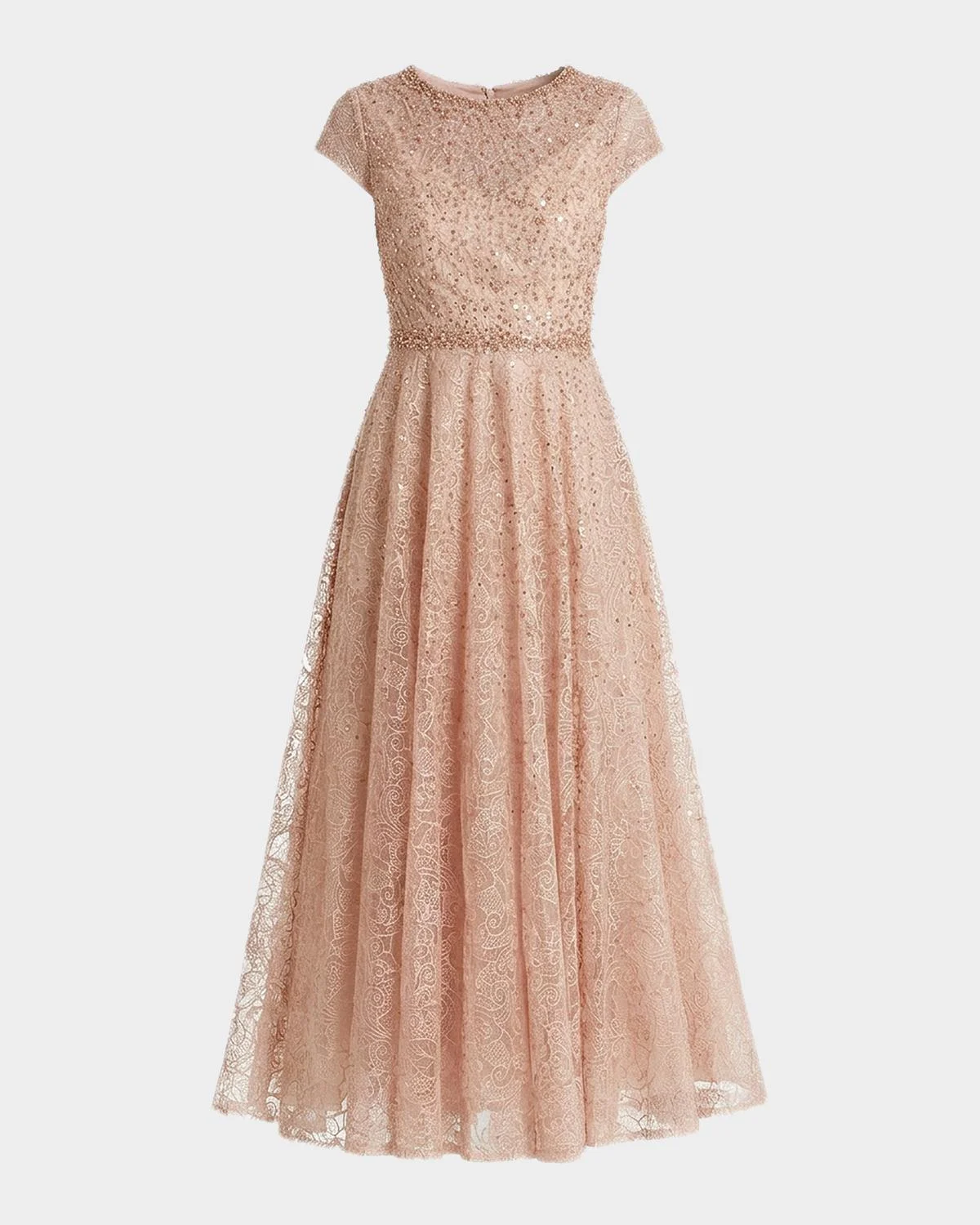 Embellished A-Line Tea Length Dress - 1