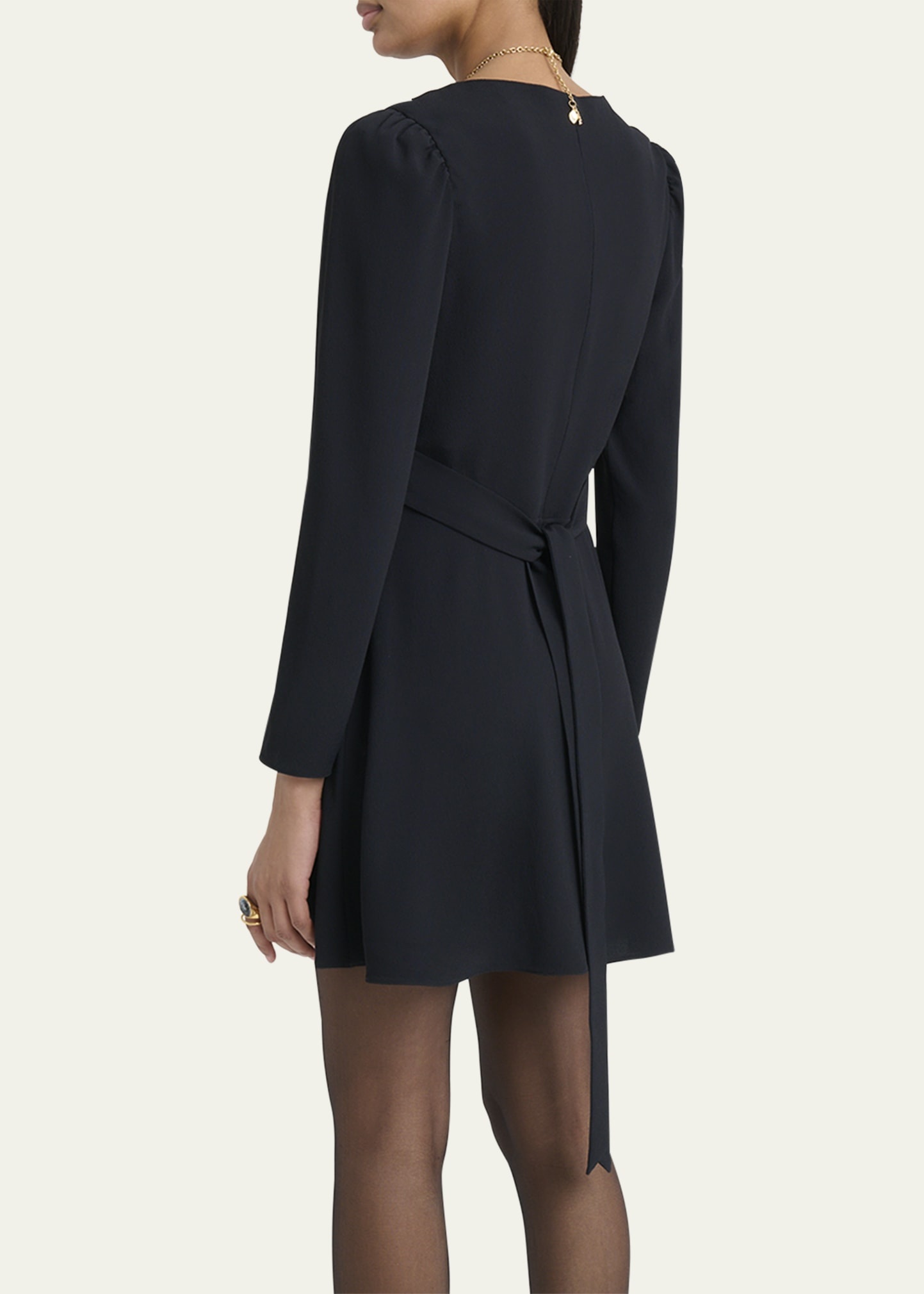 Button-Front Long-Sleeve Mini Dress - 3