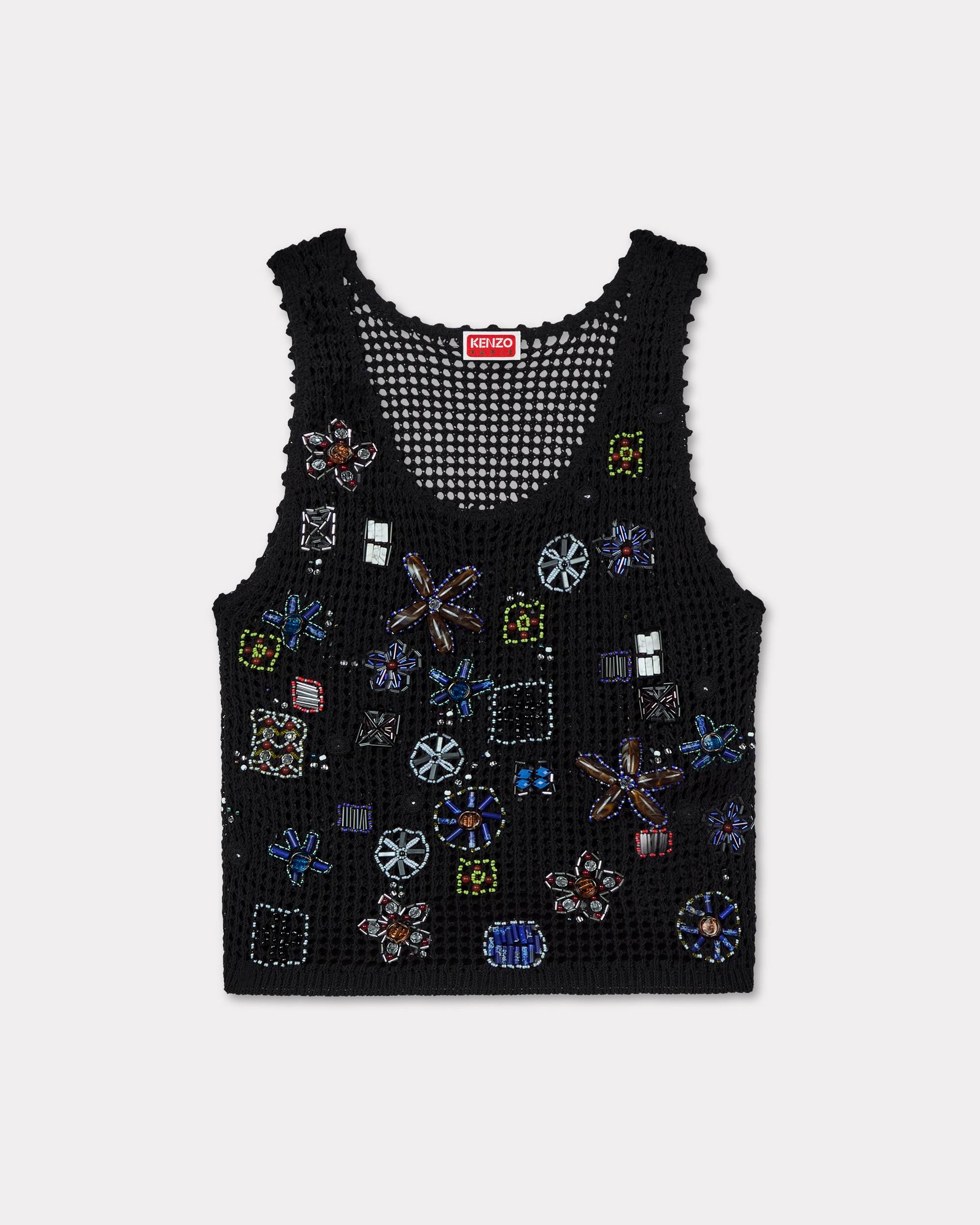 Knitted tank top in cotton mesh - 1