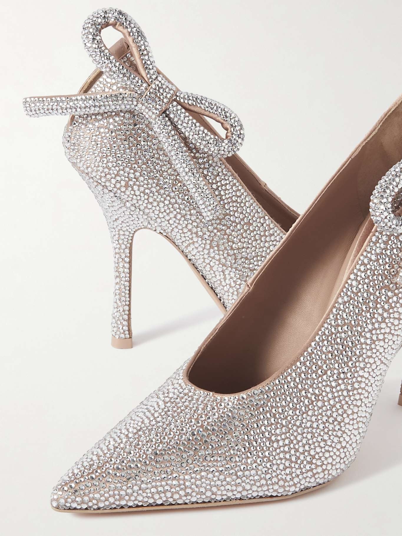 Crystal-embellished satin pumps - 4